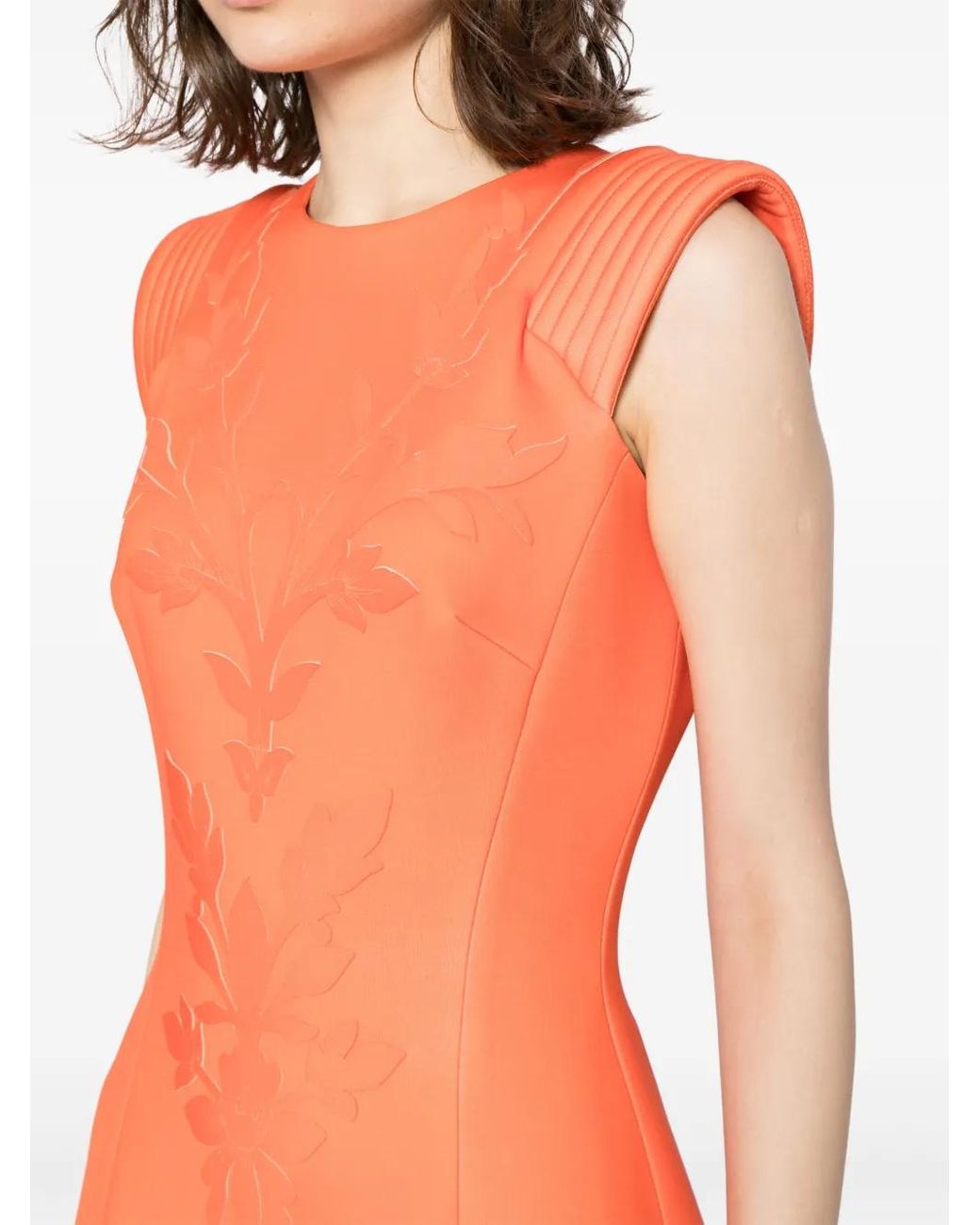 Saiid Kobeisy Orange Robe Longue À Fleurs