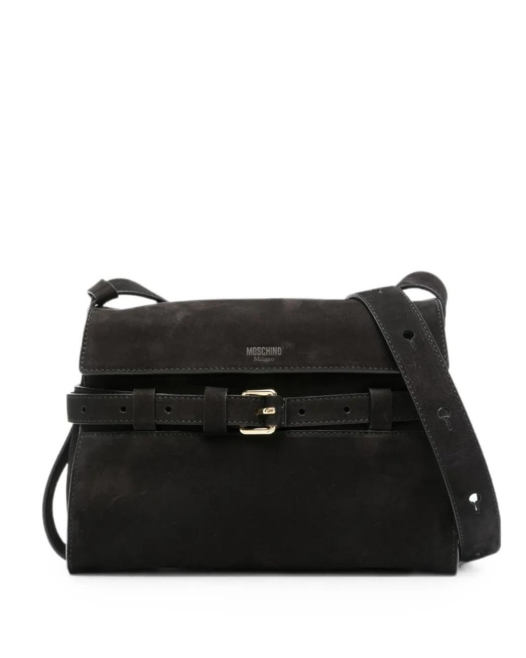 Moschino Black Tie Me Buckled Shoulder Bag