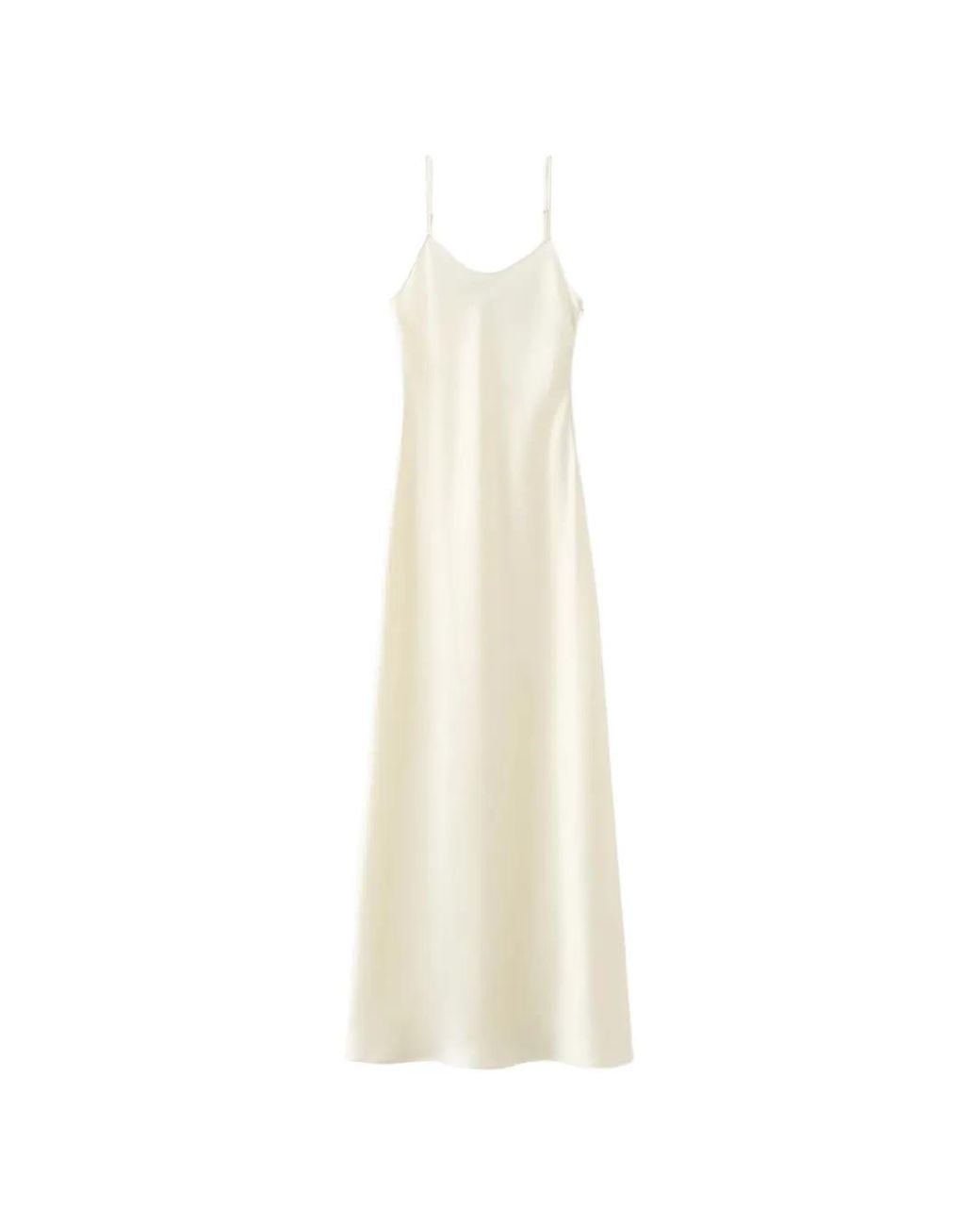 Almada Label White Satin-Finish Spaghetti-Strap Midi Dress
