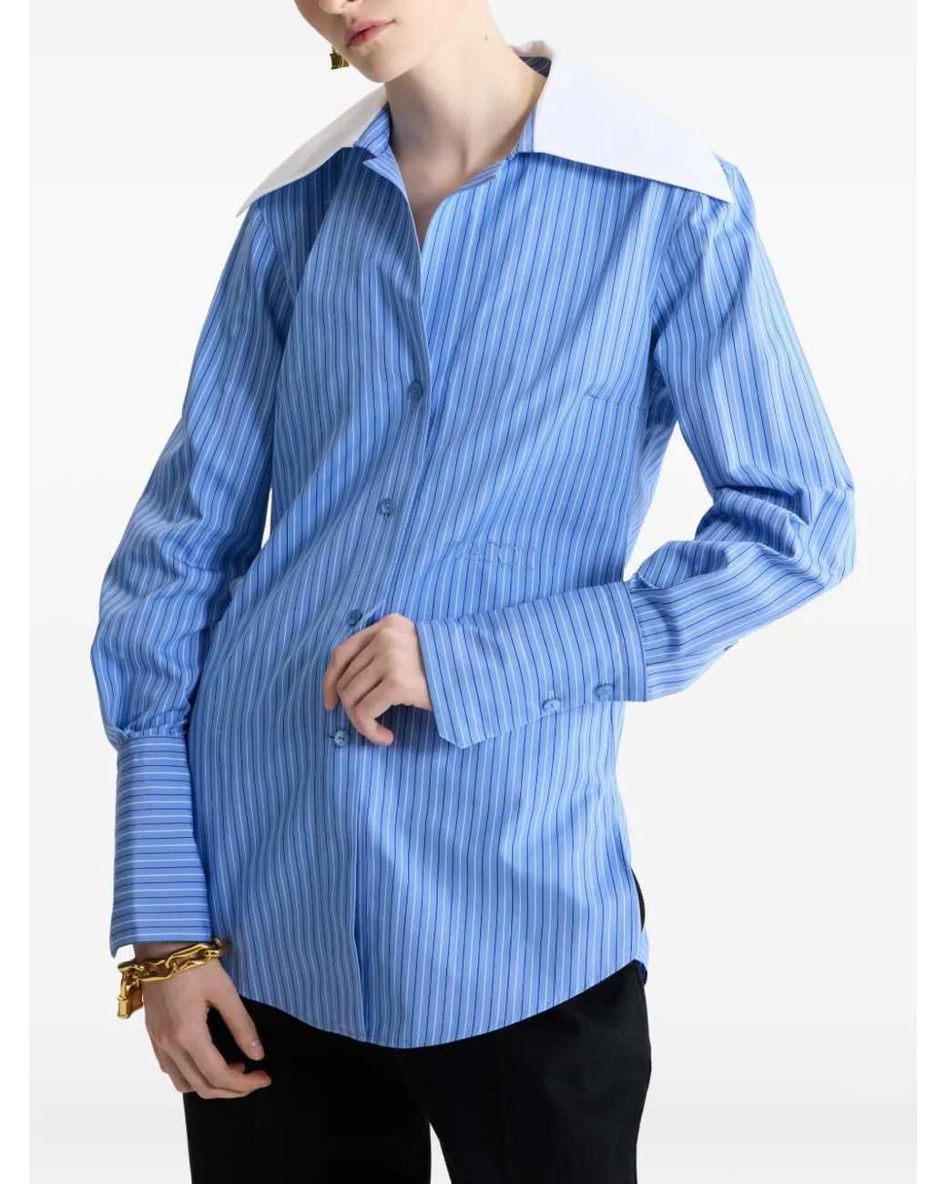 Patou Blue Chemise Rayée À Col Oversize