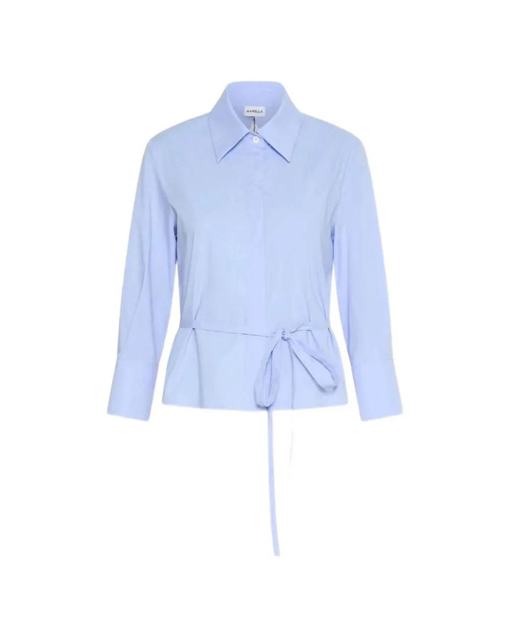 Marella Blue Cut-Out Tie-Waist Shirt