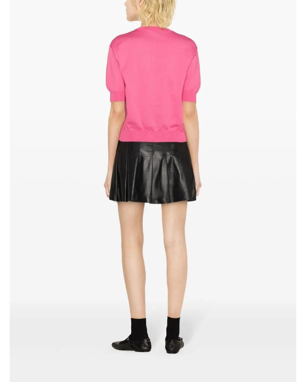 Moschino Pink Teddy Bear-Intarsia Cropped Jumper