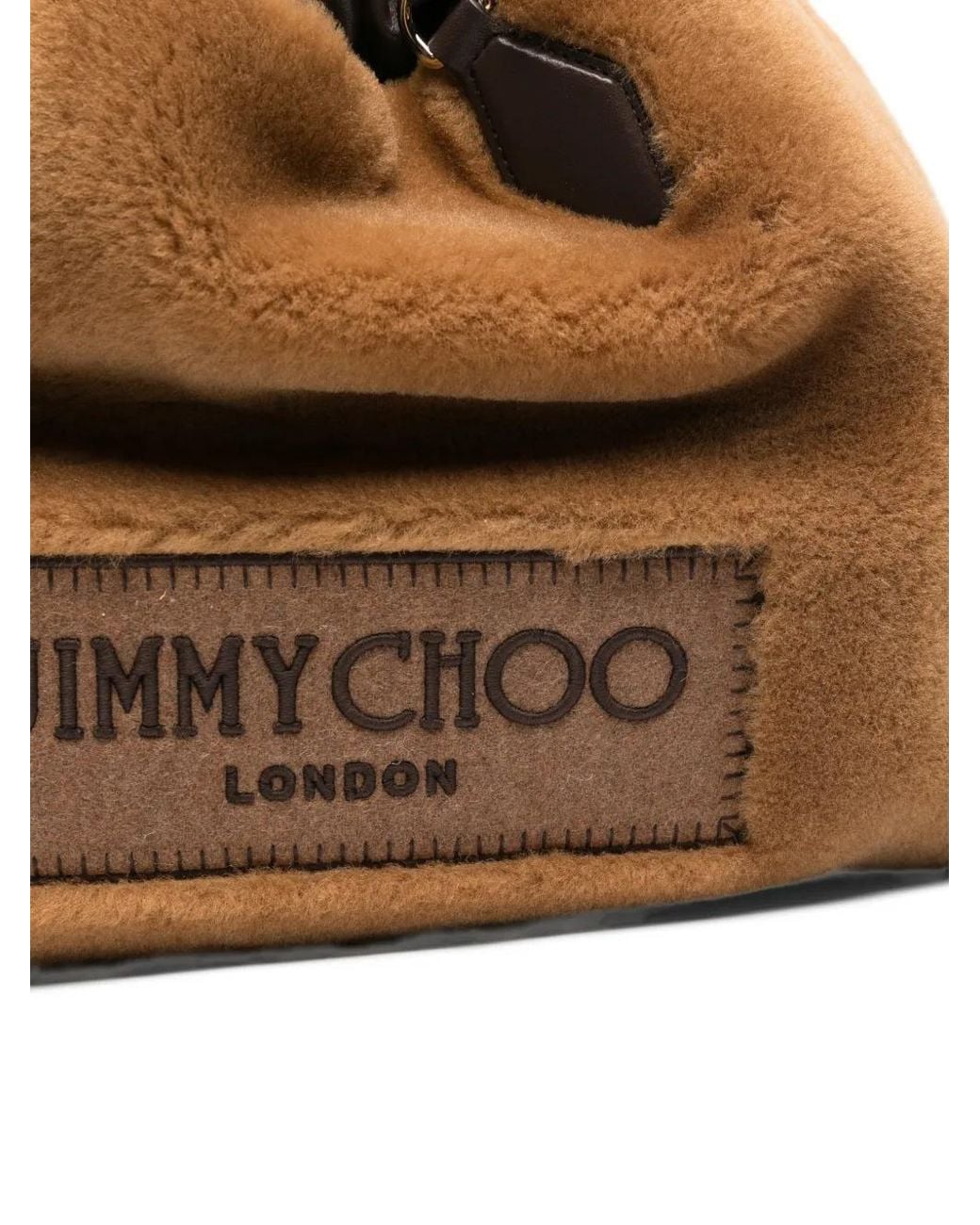 Jimmy Choo Brown Drawstring Shearling Tote Bag