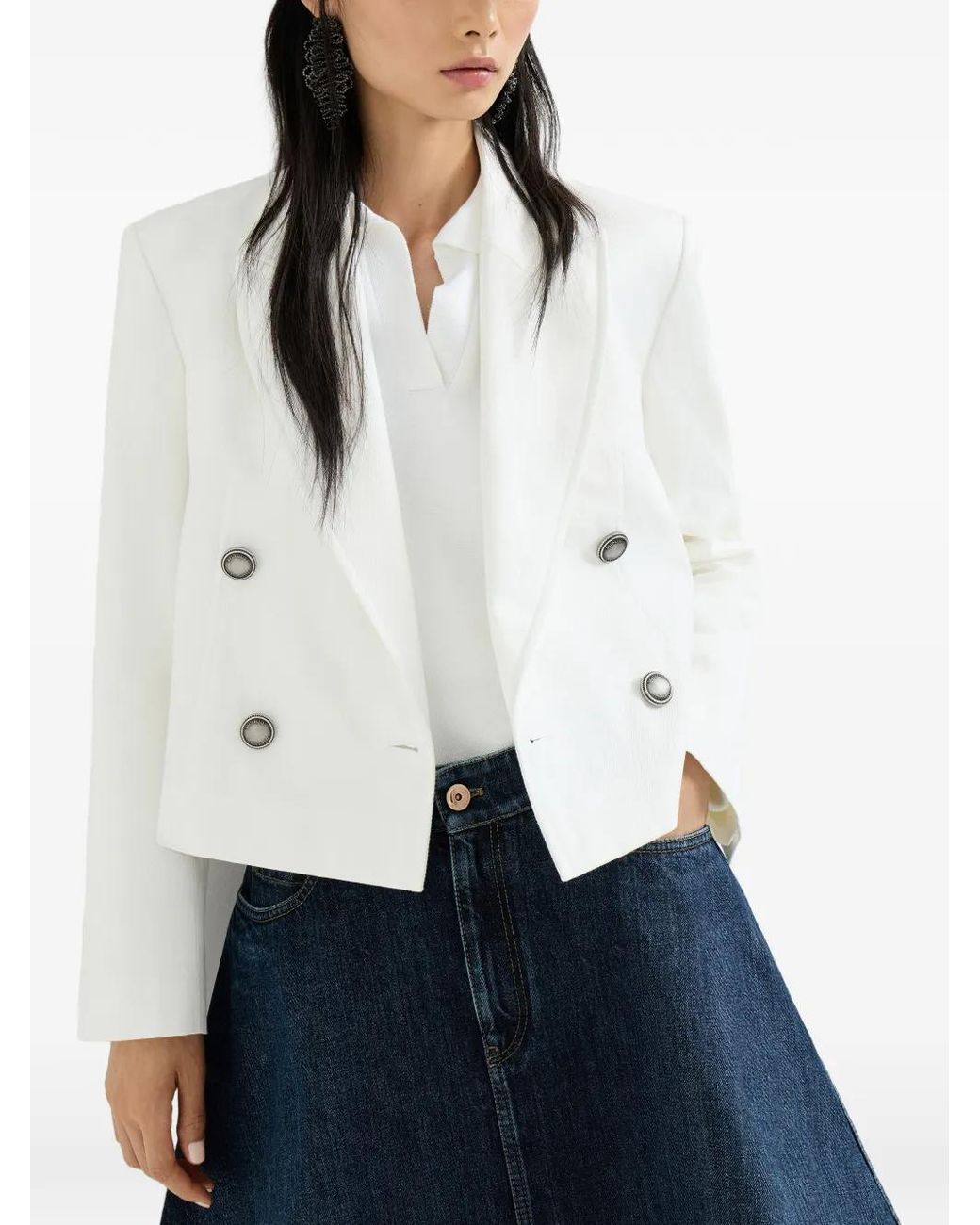 Brunello Cucinelli White Blazer With Monili
