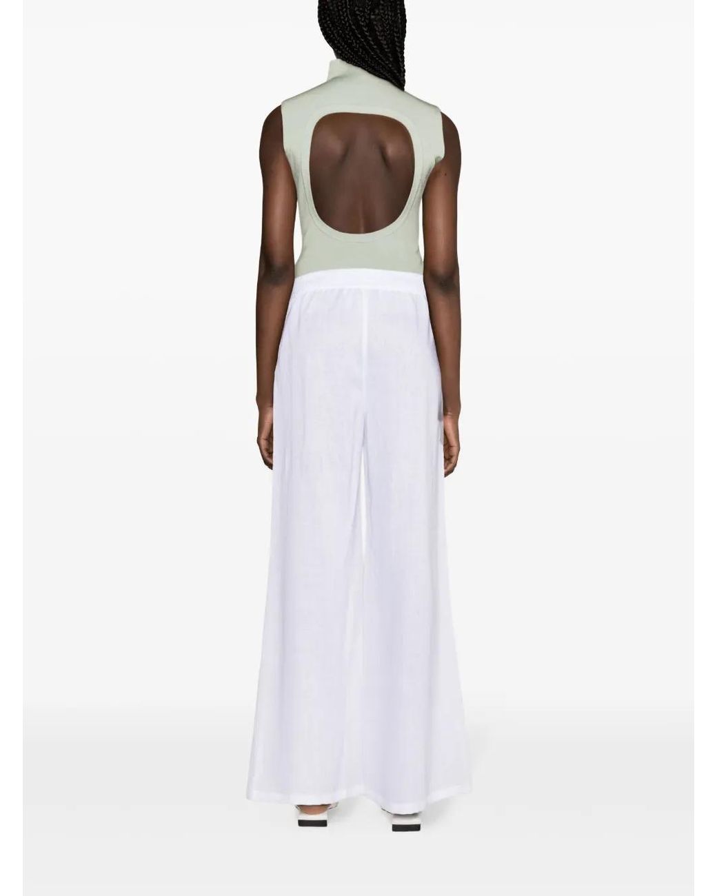 Fabiana Filippi White Wide-Leg Linen Trousers