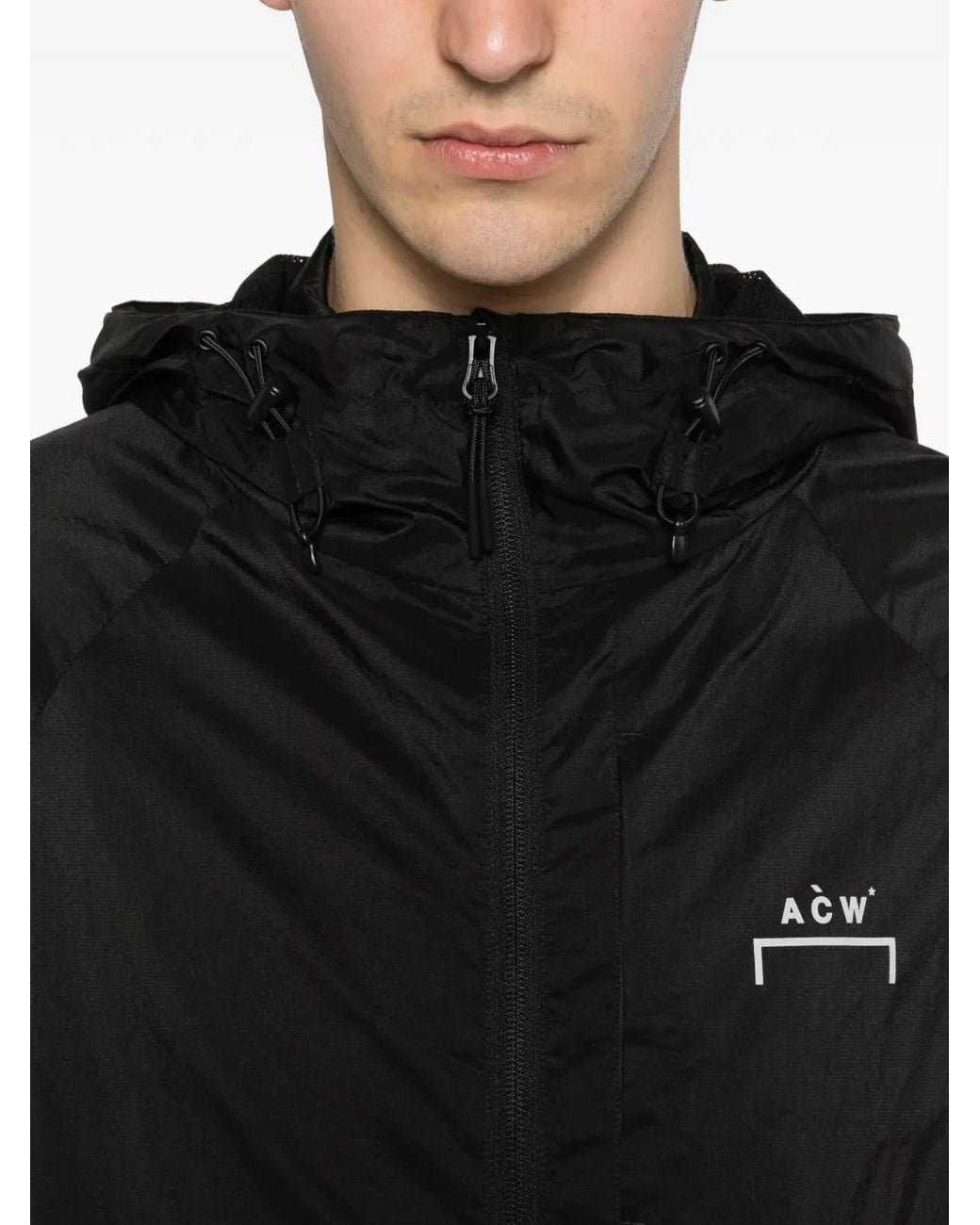 A_COLD_WALL* Black Logo-Print Drawstring Hooded Jacket for men