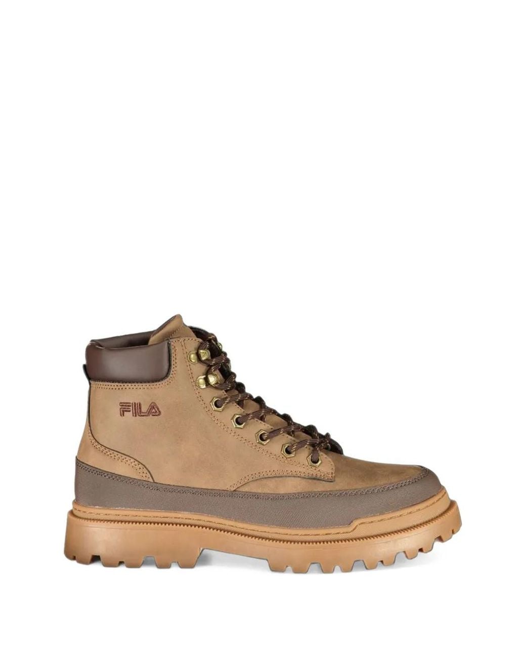 Fila Brown Lace-Up Lug-Sole Boots for men
