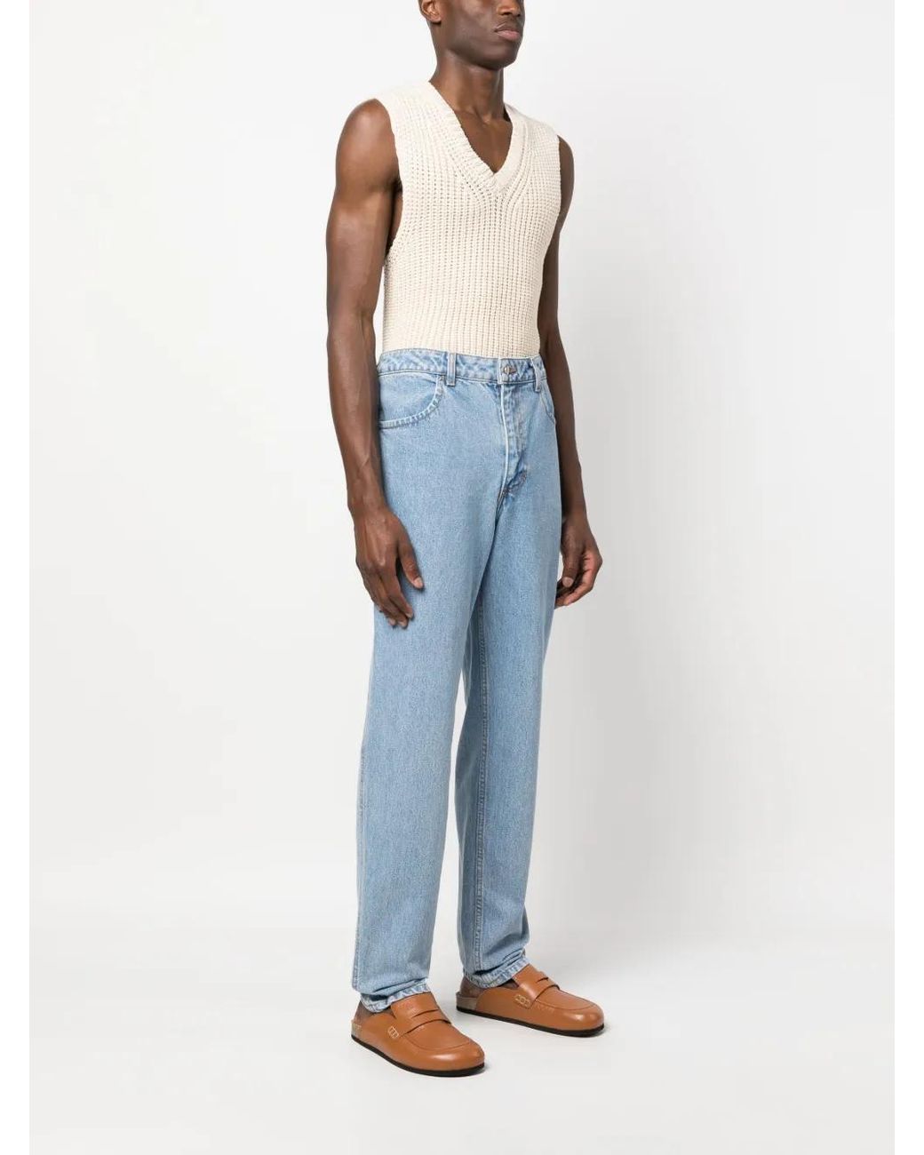 Eckhaus Latta Blue Mid-Rise Straight-Leg Jeans