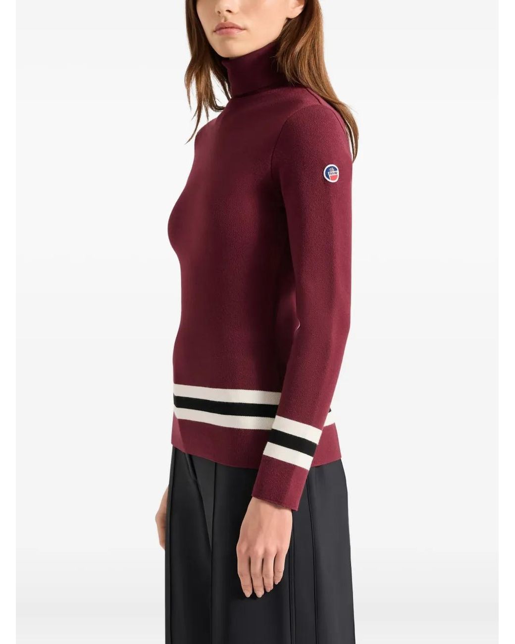 Fusalp Red Judith Roll-Neck Striped Sweater