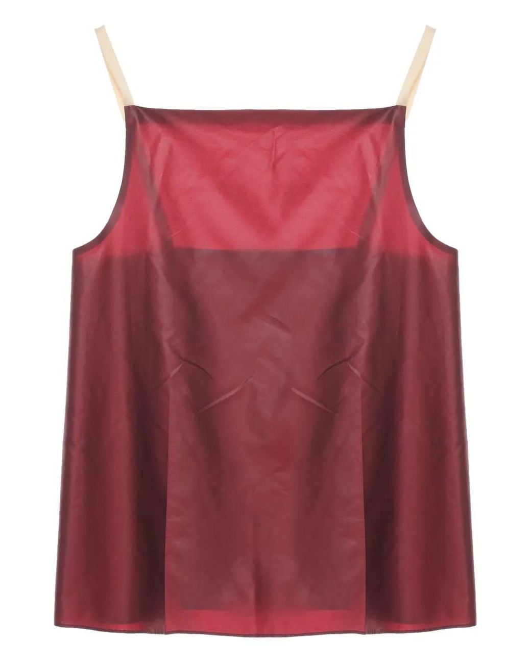 Carven Red Pressed Silk Vest Top
