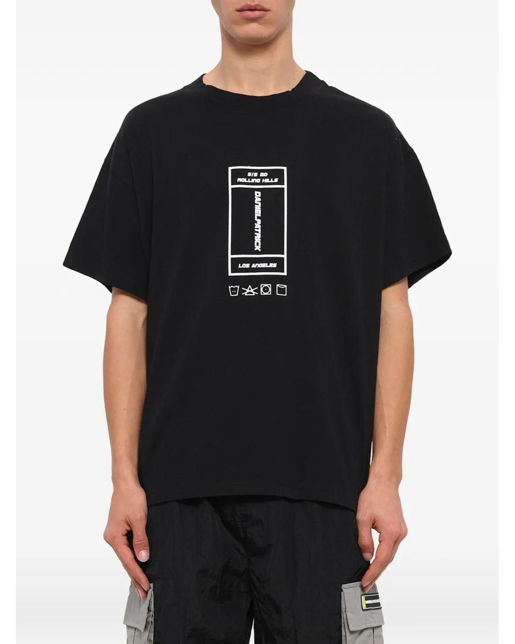 Daniel Patrick Black Rolling Hills Logo-Print T-Shirt for men