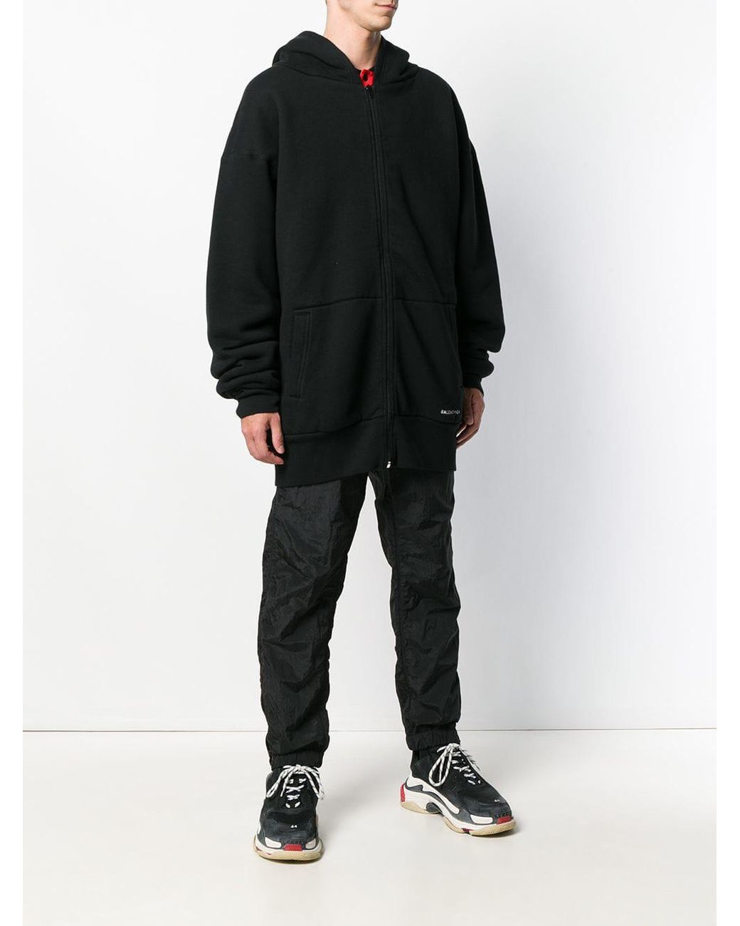 Balenciaga Double Layered Zip Up Hoodie in Black for Men | Lyst Canada