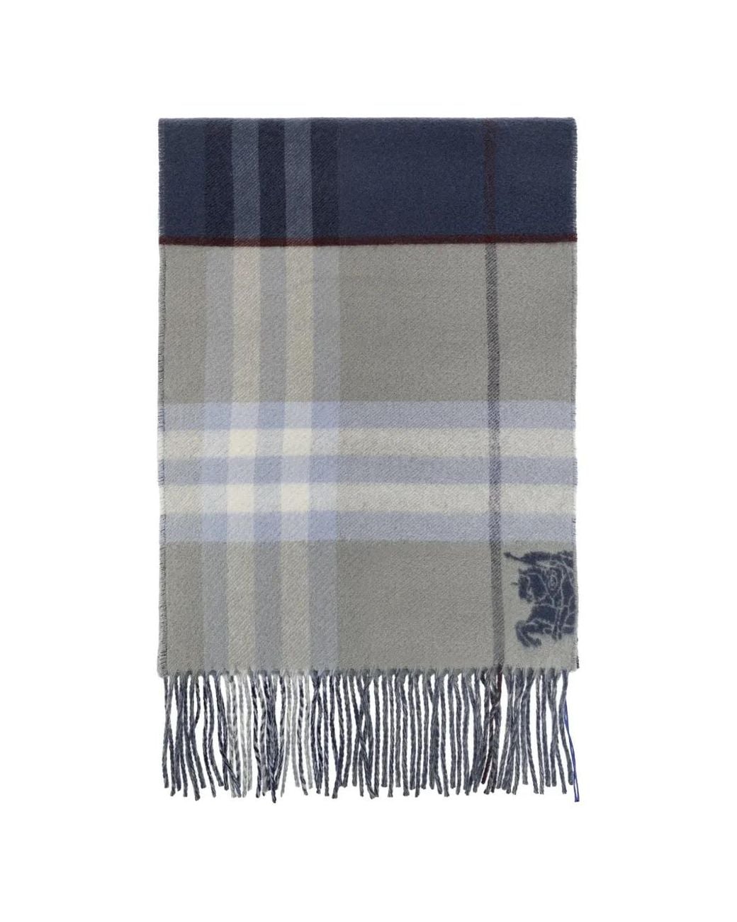 Burberry Blue Checked Cashmere Scarf