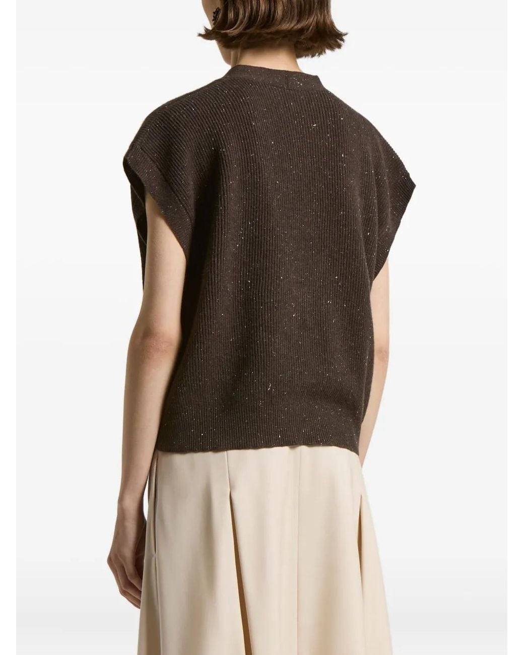 Peserico Vest Met Gespikkeld Effect En Korte Mouwen in het Black