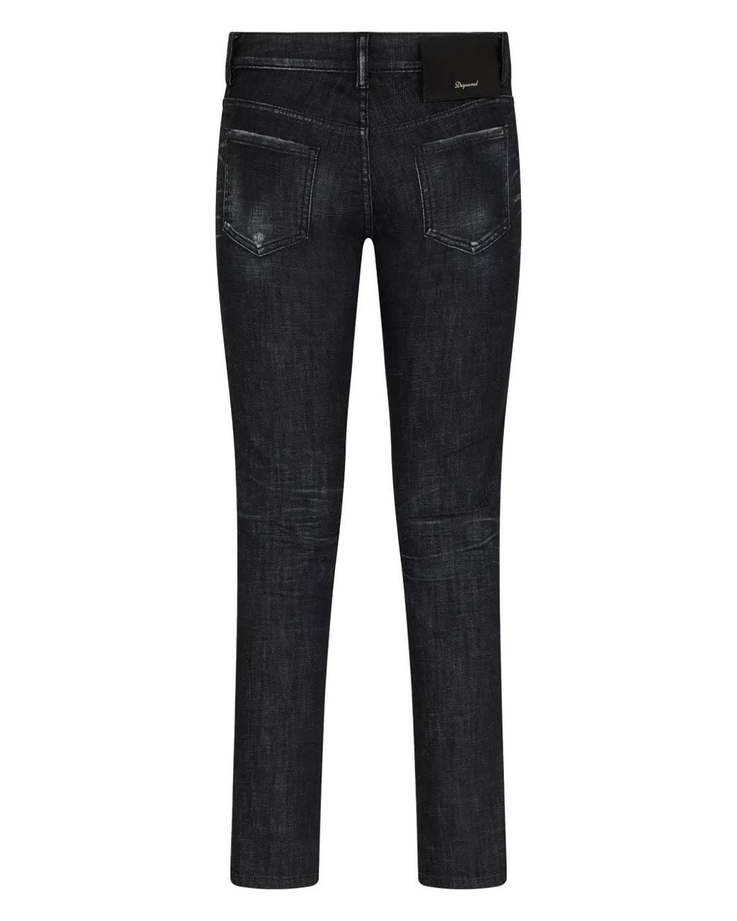 DSquared² Blue Logo-Patch Cotton-Blend Tapered Jeans