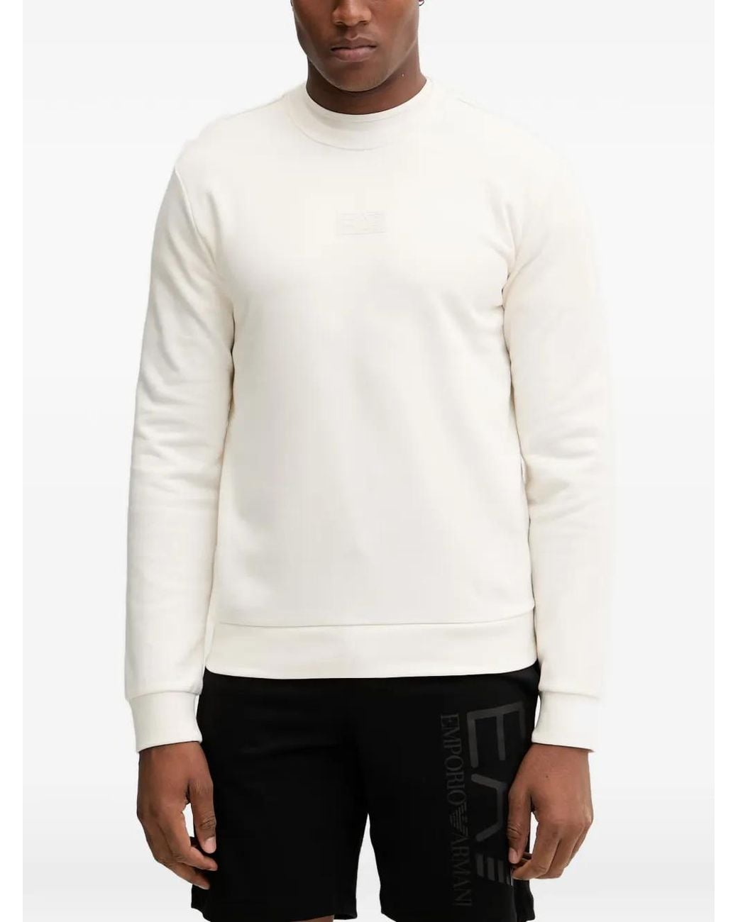 EA7 White Crew-Neck Sweatshirt for men