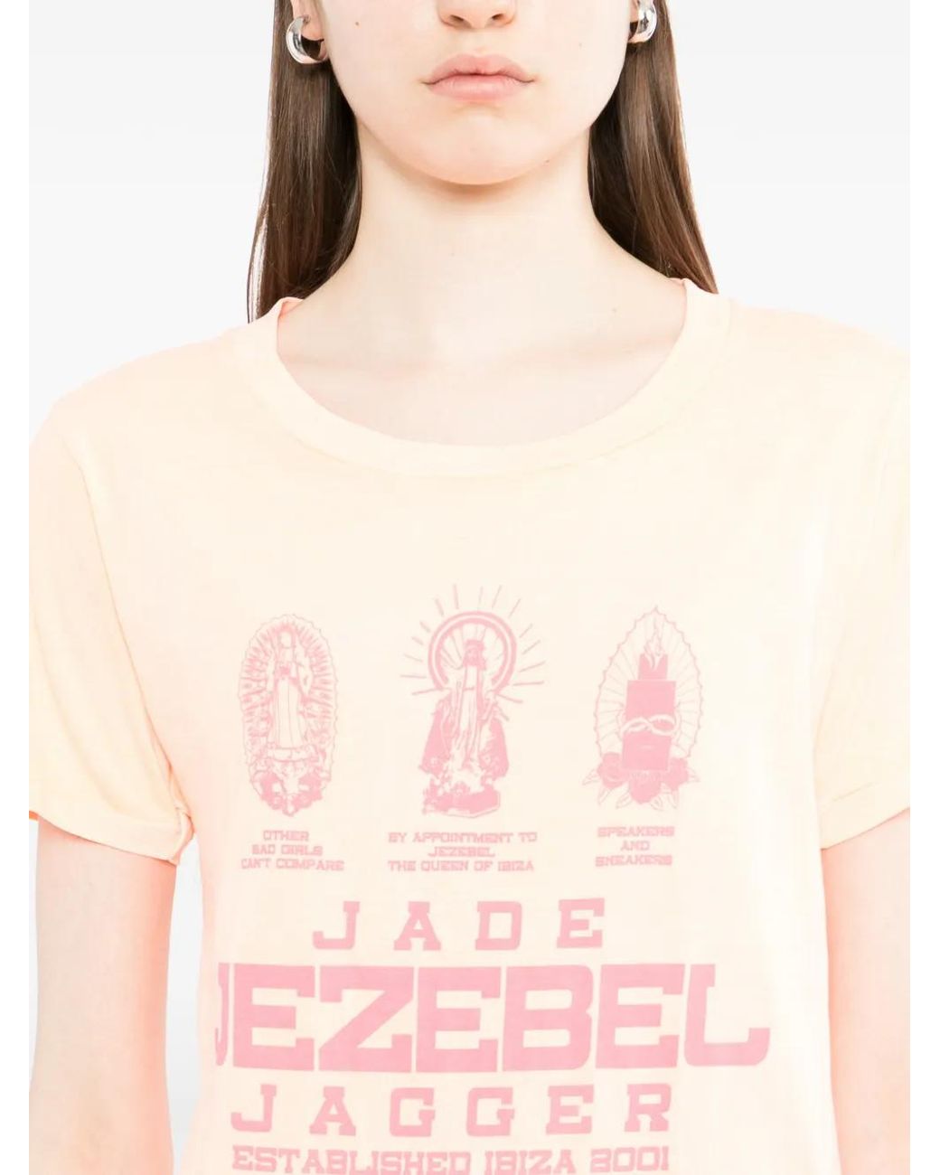 Jade Jagger White T-Shirt À Logo Imprimé