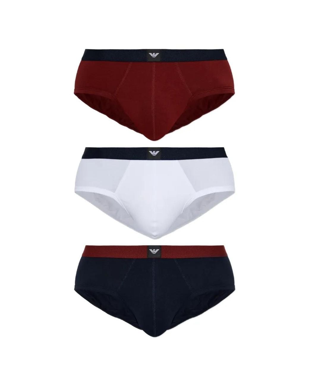 Emporio Armani Drie Slips Met Logo-Patch in het Red voor heren