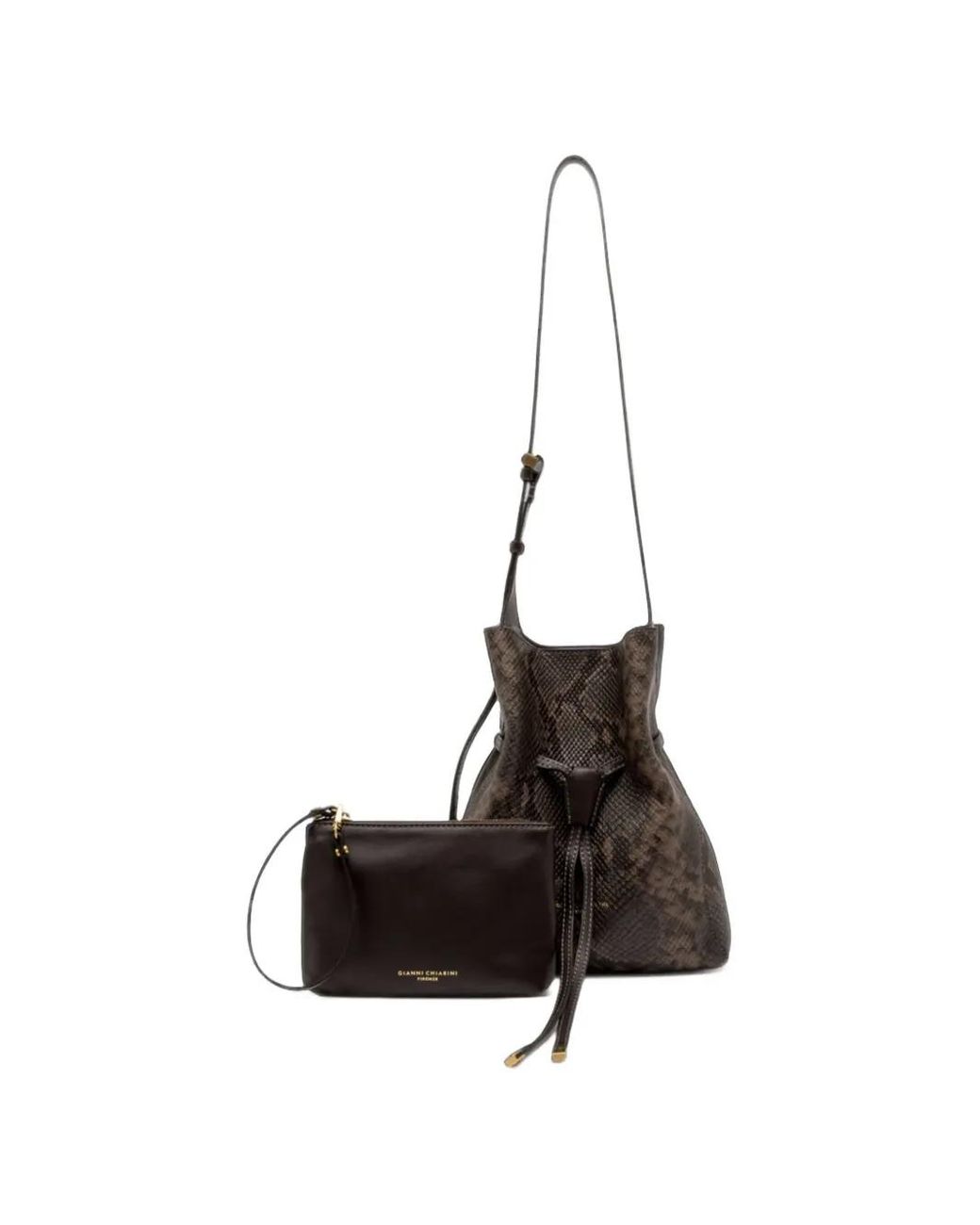 Gianni Chiarini White Sienna Snakeskin-Effect Shoulder Bag