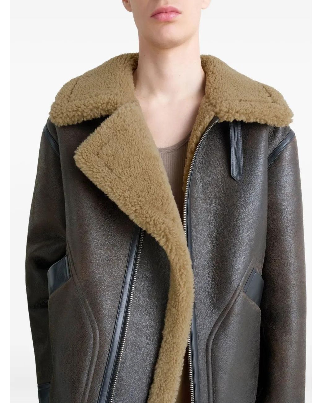 Lemaire Black Shearling-Trim Jacket for men