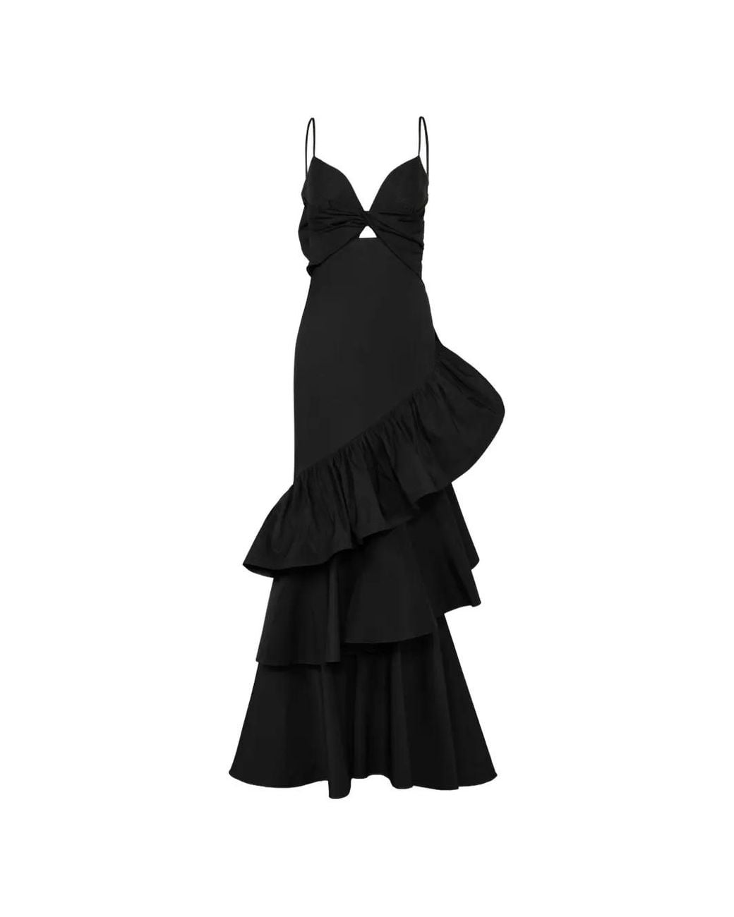 Johanna Ortiz Black Viva La Vida Ruffled Maxi Dress