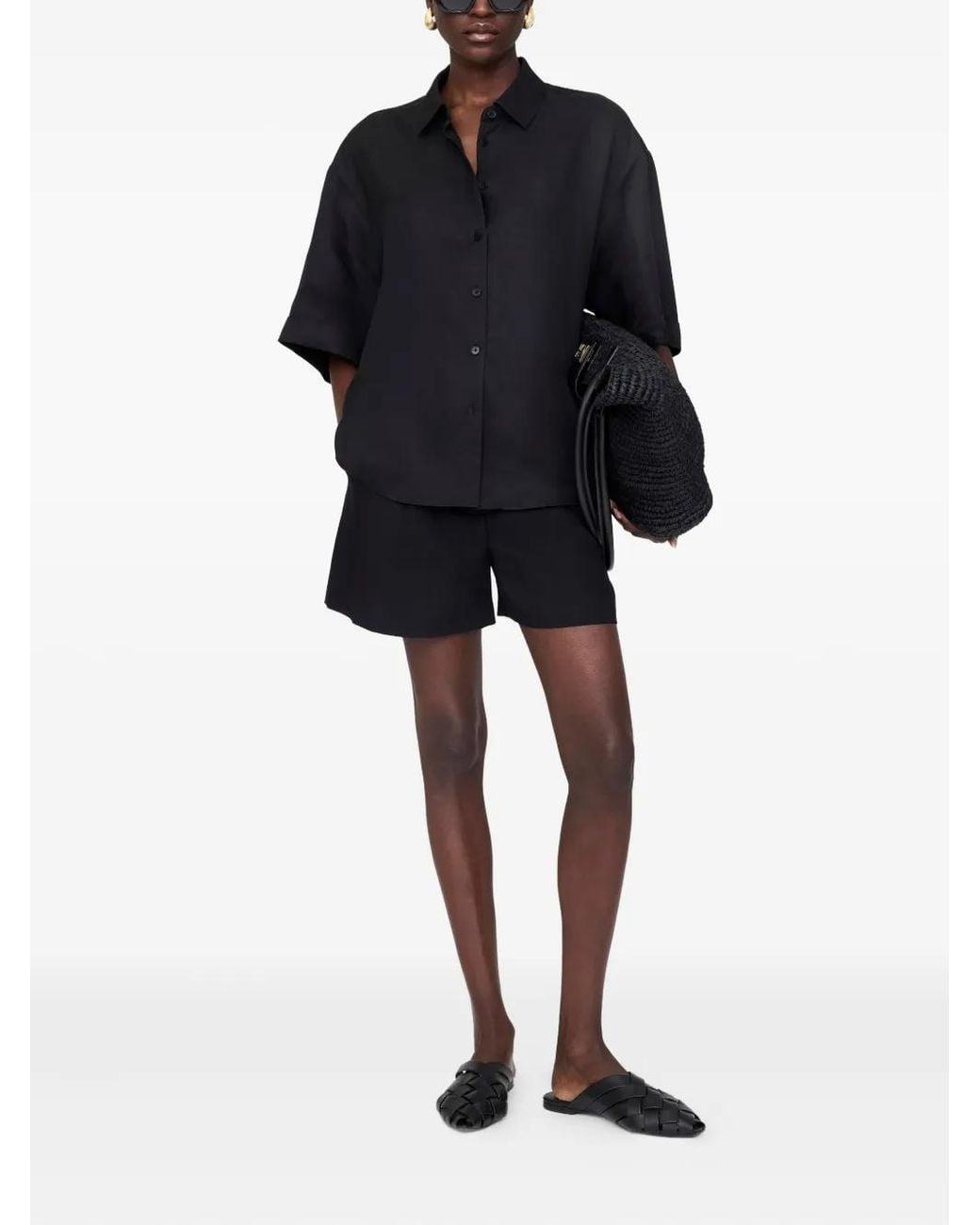 Anine Bing Black Coco Button-Up Shirt