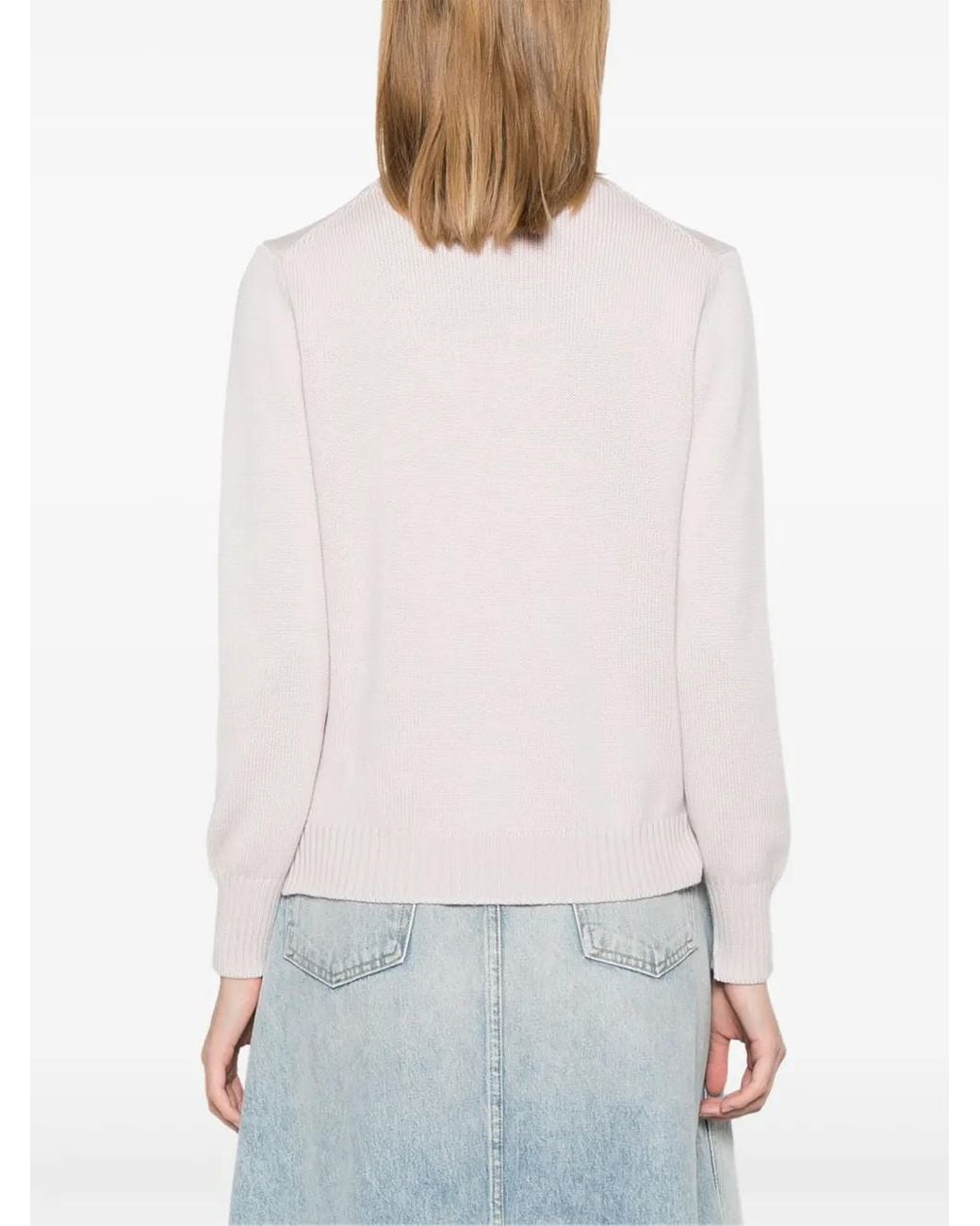 Blanca Vita Pink Ribbed-Knit Sweater