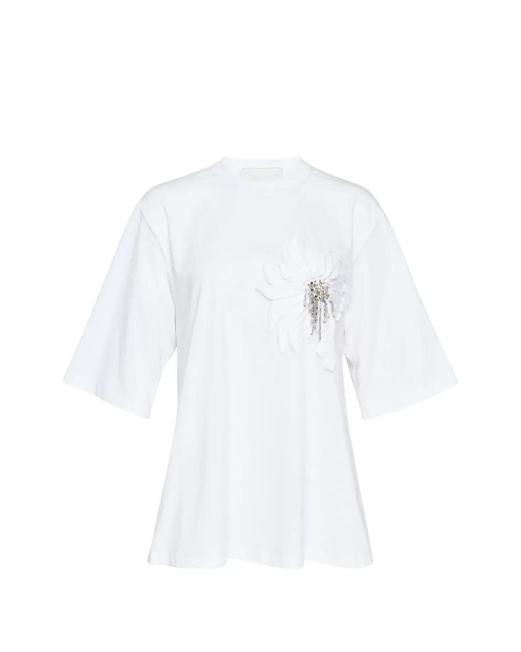 3.1 Phillip Lim White Trapeze Floral-Applique T-Shirt