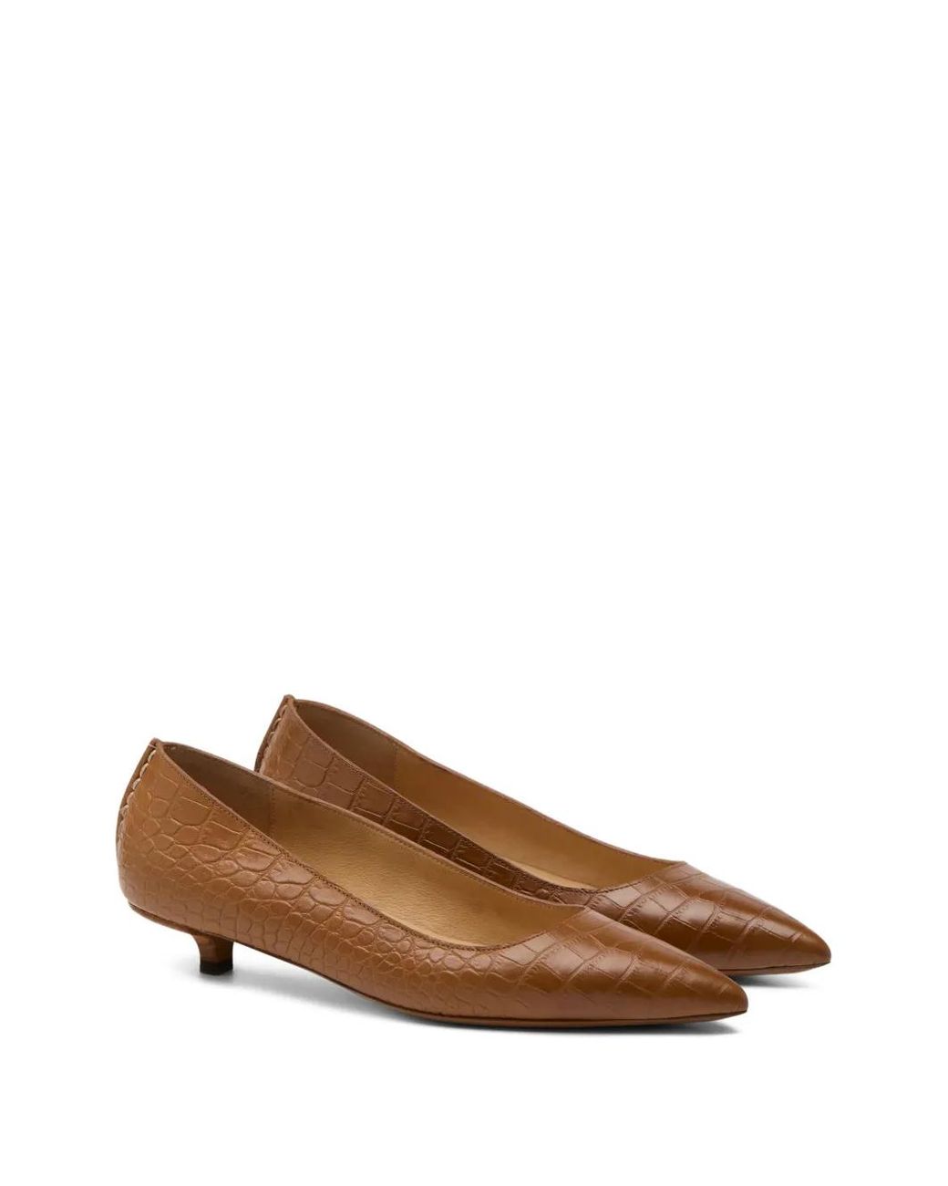 Marsèll Brown Spino Point-Toe Crocodile-Effect Pumps