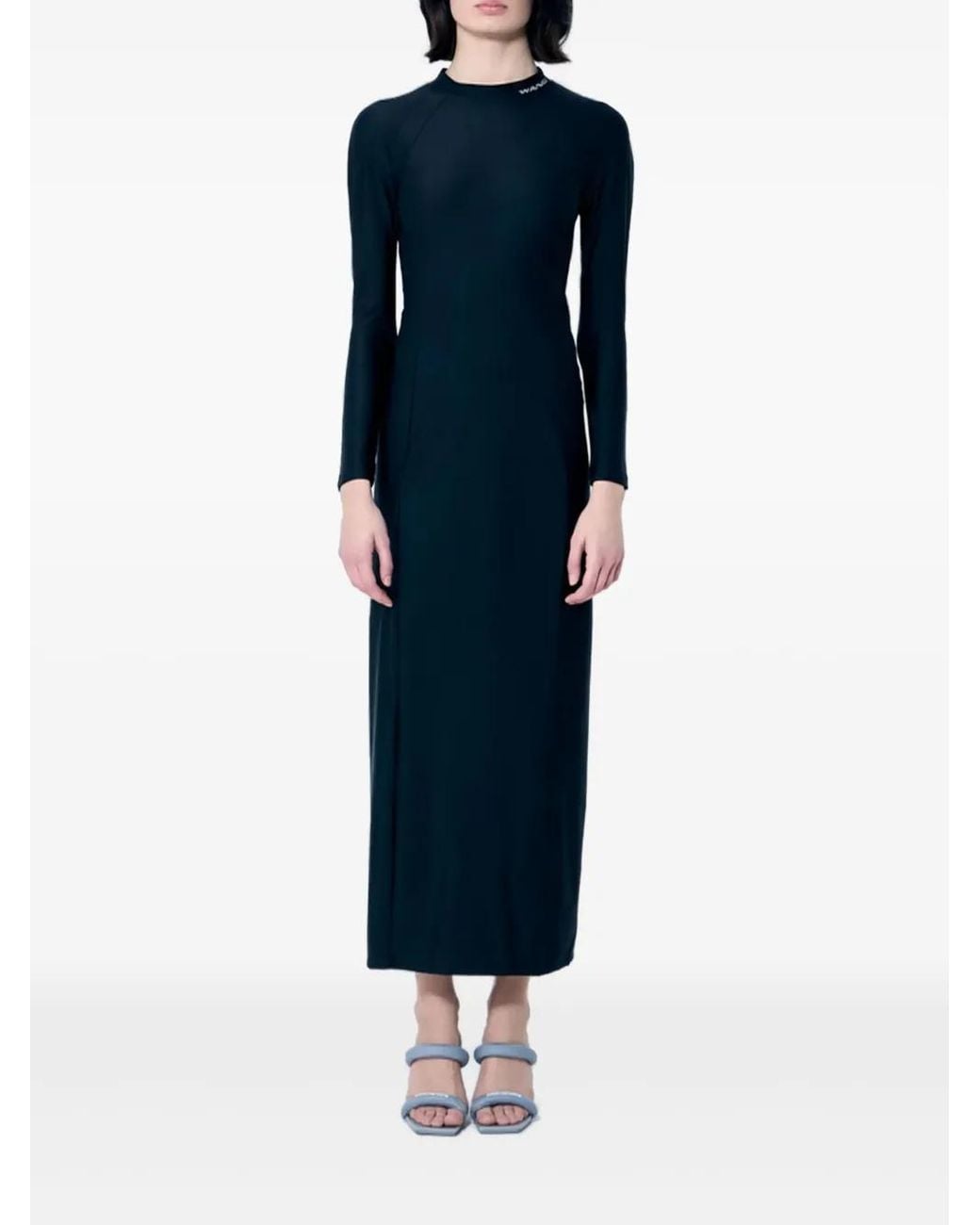 Alexander Wang Blue Logo-Print Maxi Dress
