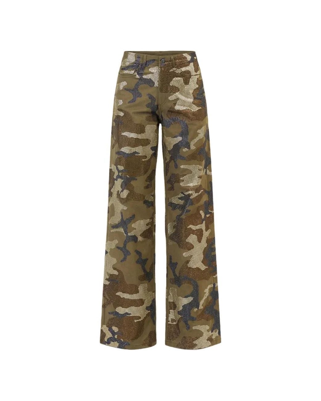 Cinq À Sept Natural Blakely Crystal-Embellished Camouflage Wide-Leg Jeans