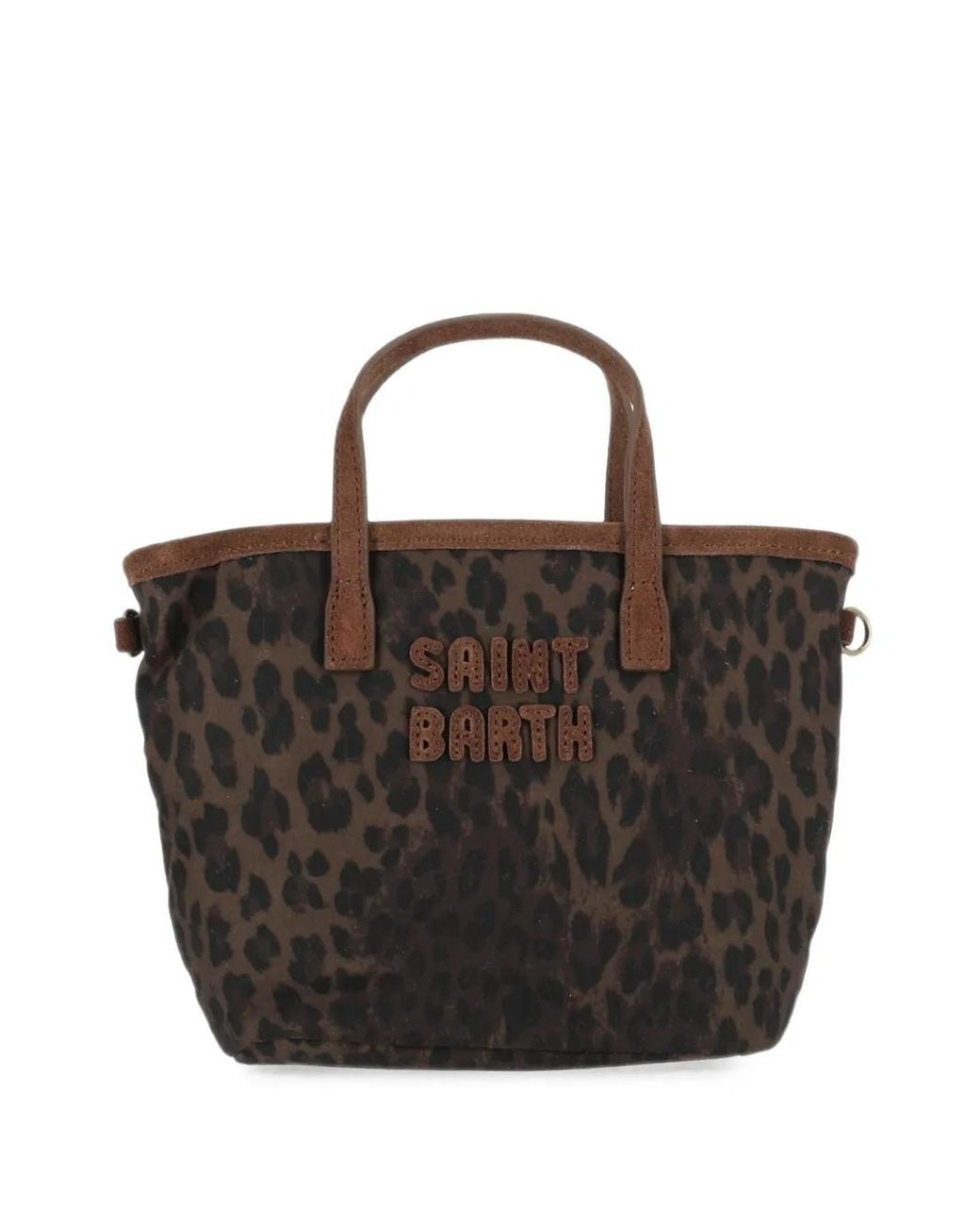 Mc2 Saint Barth Black Mini City Leopard-Print Tote Bag