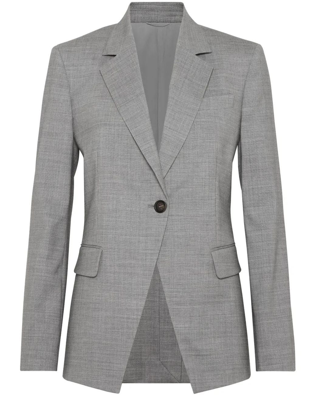 Brunello Cucinelli Gray Mélange-Effect Single-Breasted Blazer