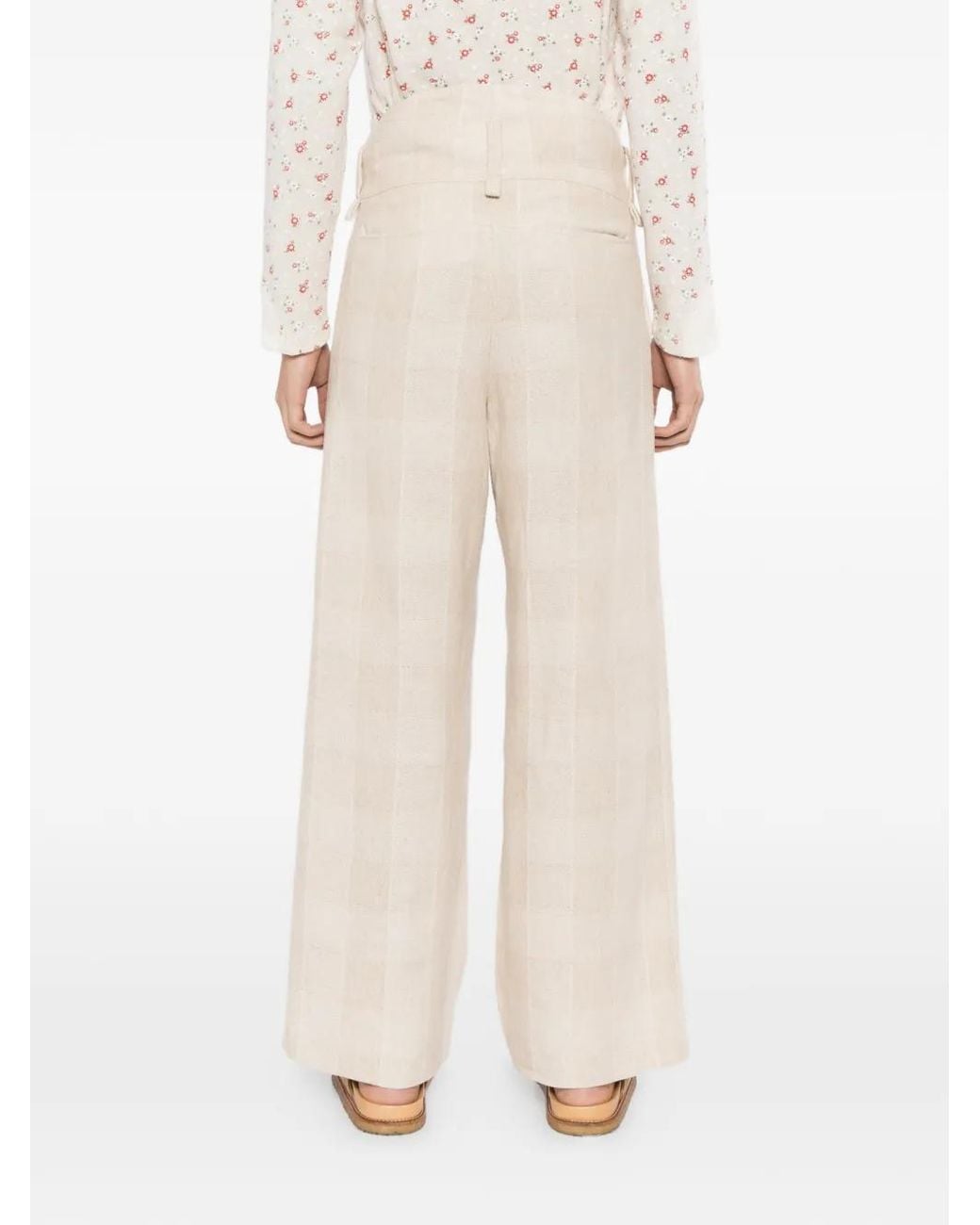 young n sang White Check-Pattern Drawstring Trousers for men