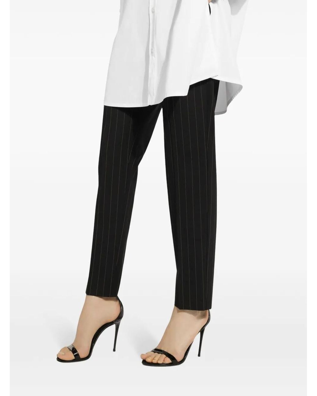 Dolce & Gabbana Black Pinstripe Wool Trousers
