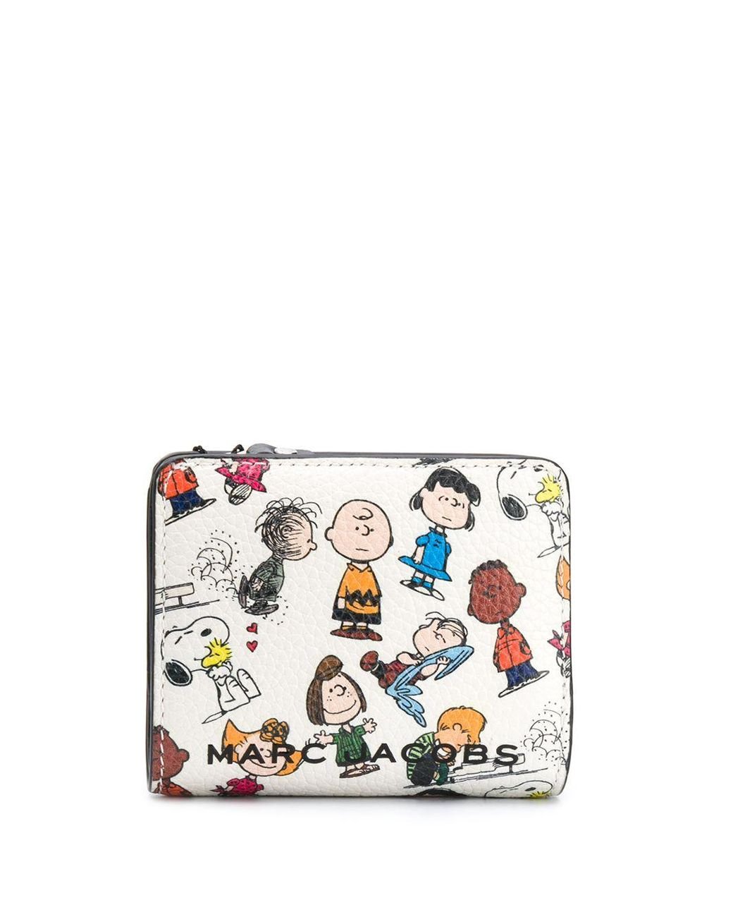 Marc Jacobs X Peanuts The Box Mini Compact Wallet in White | Lyst
