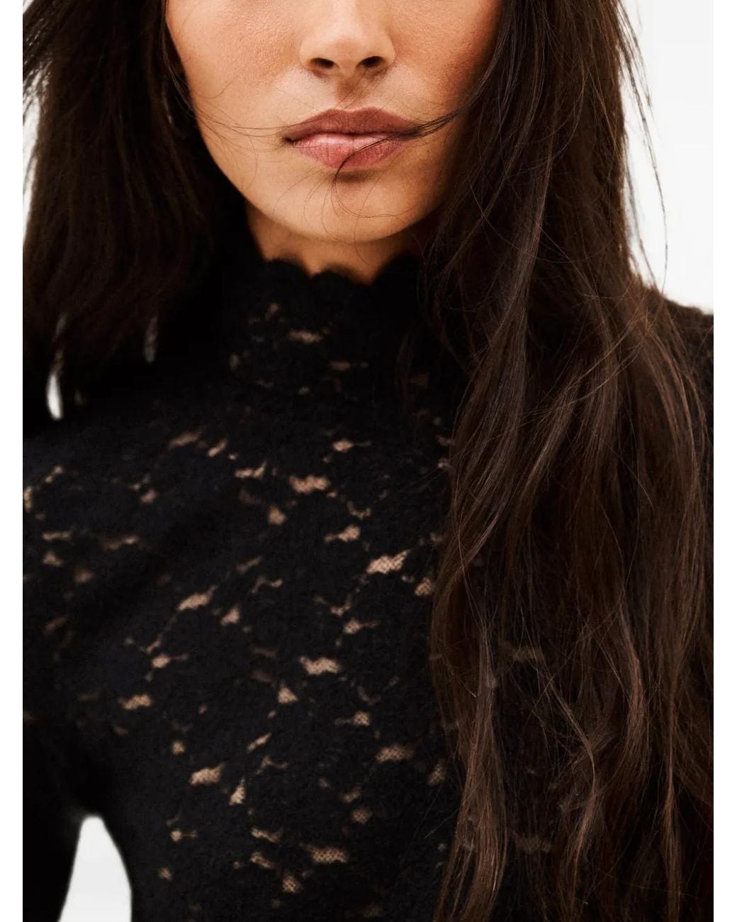 Ba&sh Black Learia Scalloped Lace Mini Dress