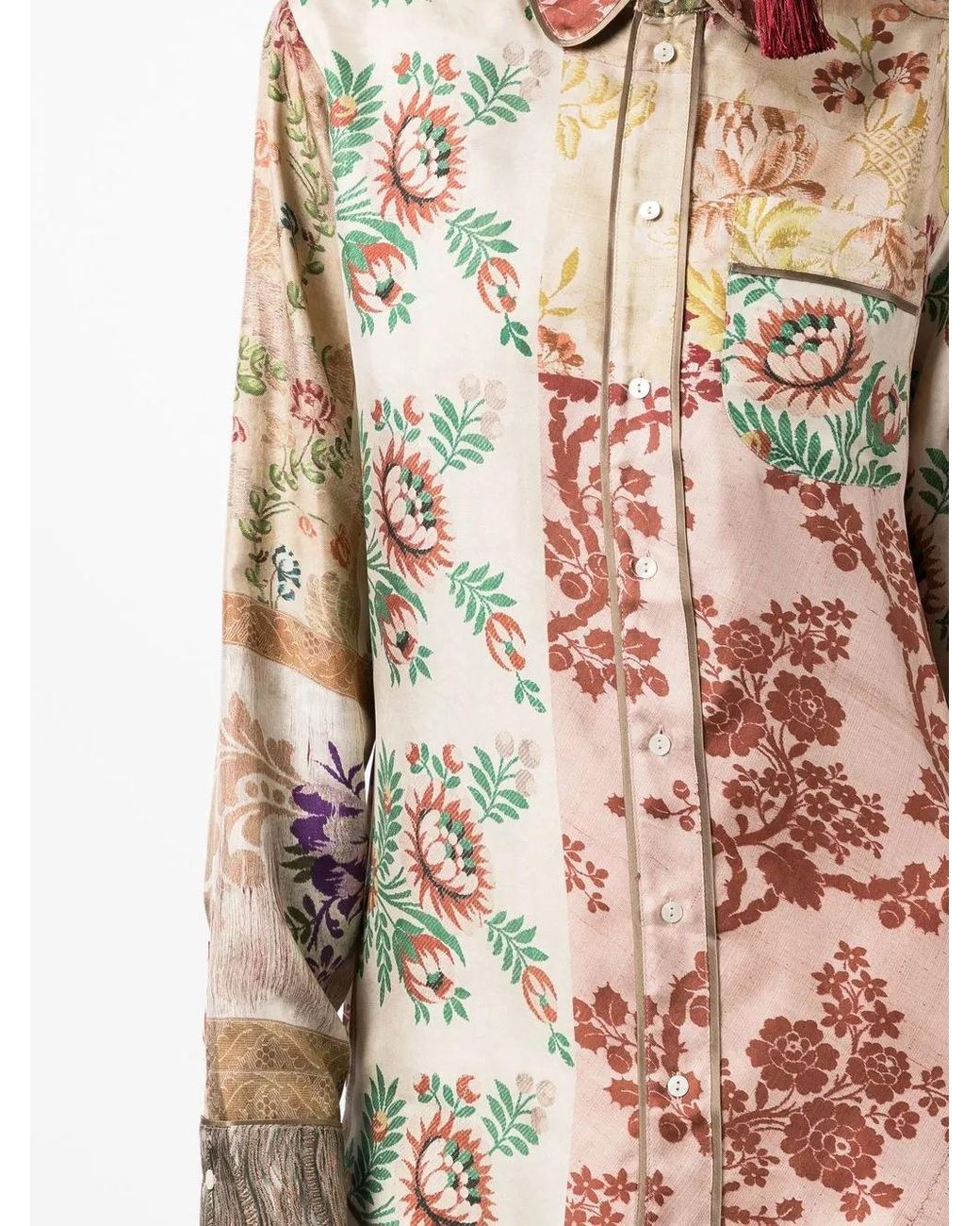 Pierre Louis Mascia Pink Floral-Print Silk Shirt