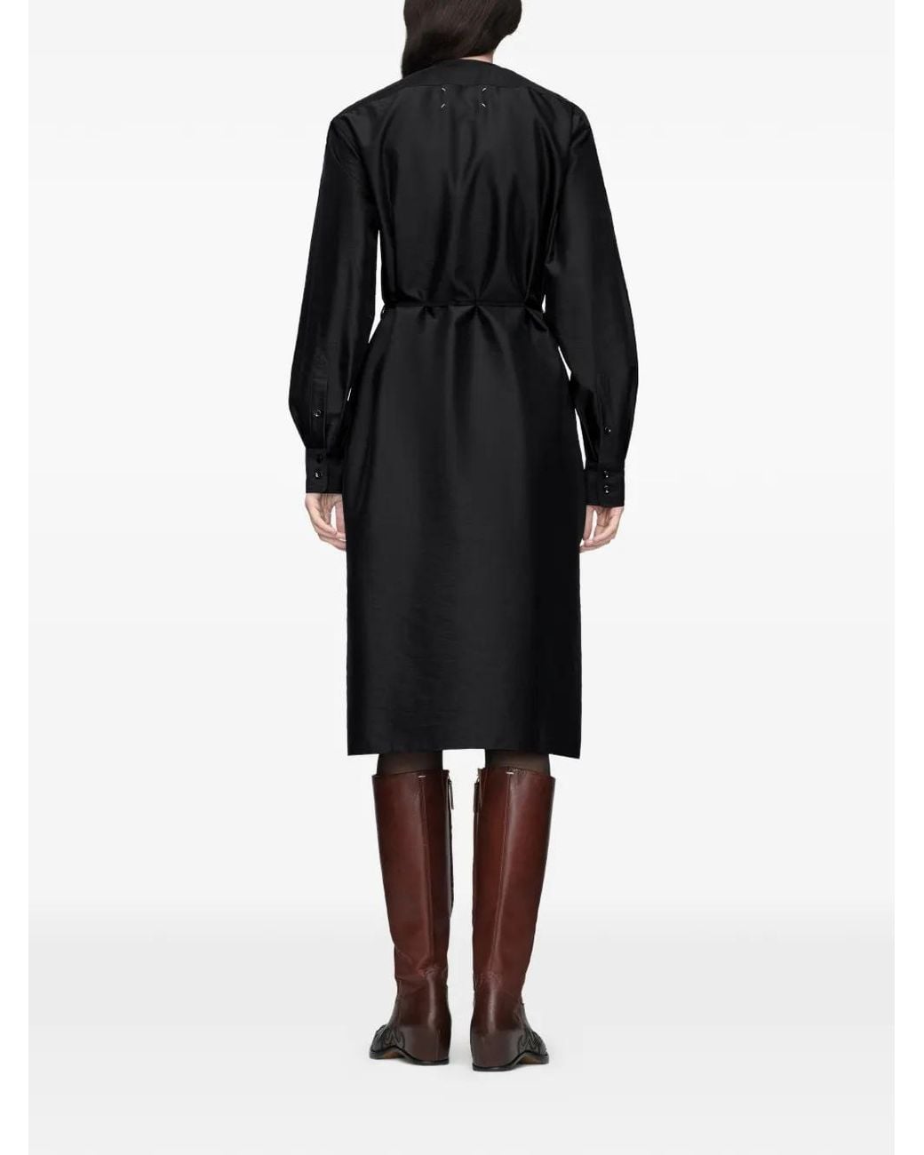 Maison Margiela Black Fold-Collar Midi Dress