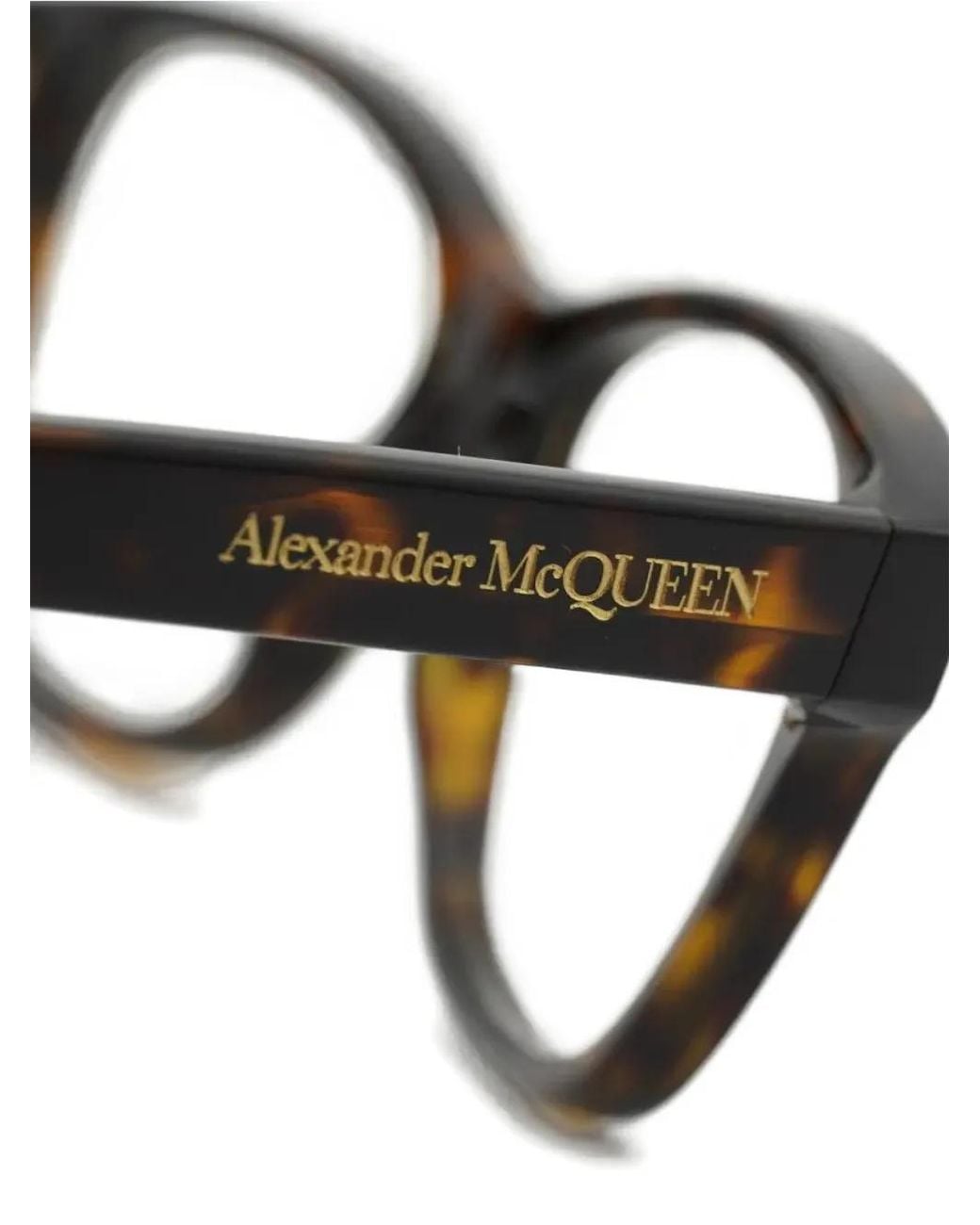 McQueen Black Square-Frame Tortoiseshell-Effect Glasses for men