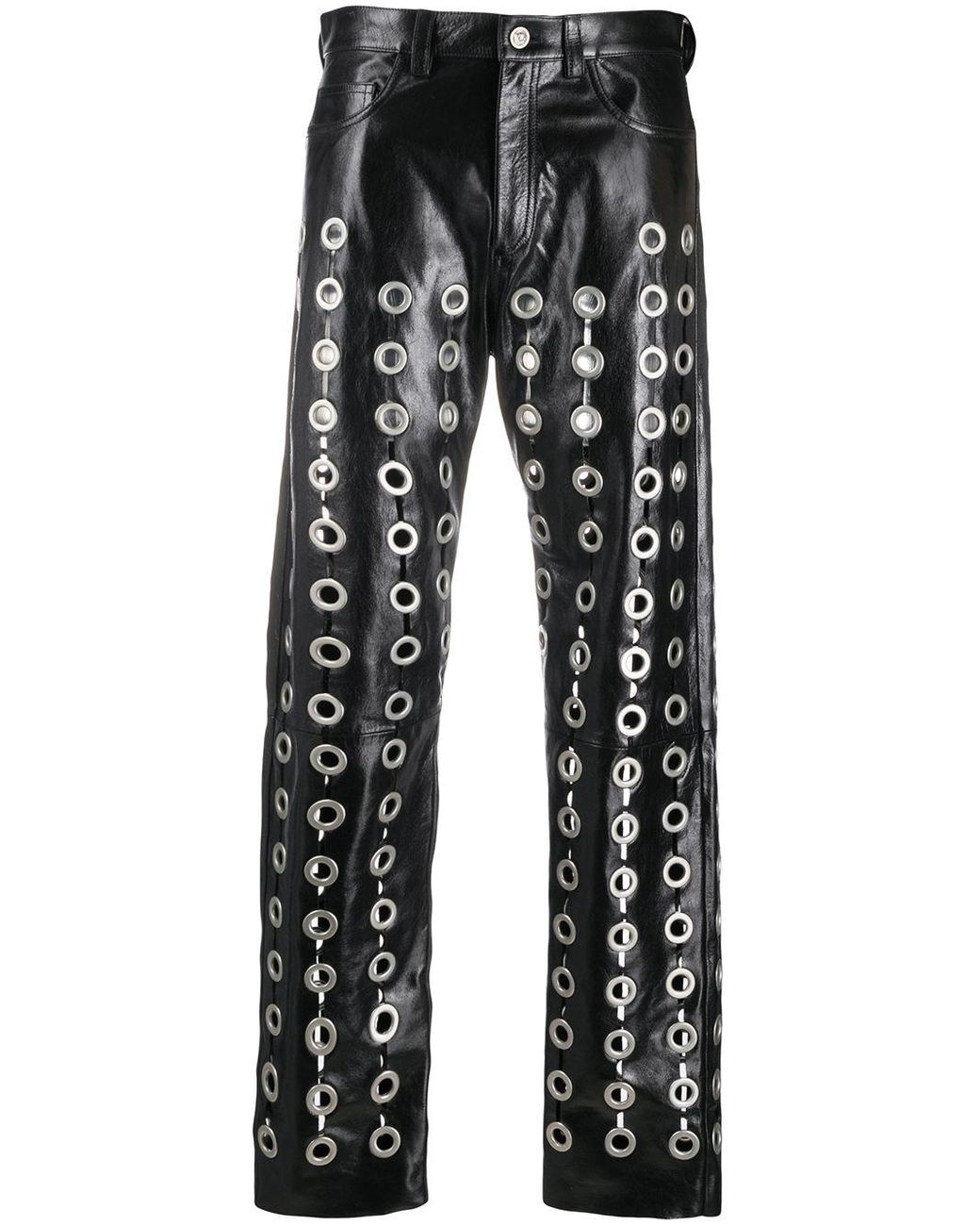 Versace Eyelet-embellished Leather Trousers in Black for Men | Lyst  Australia