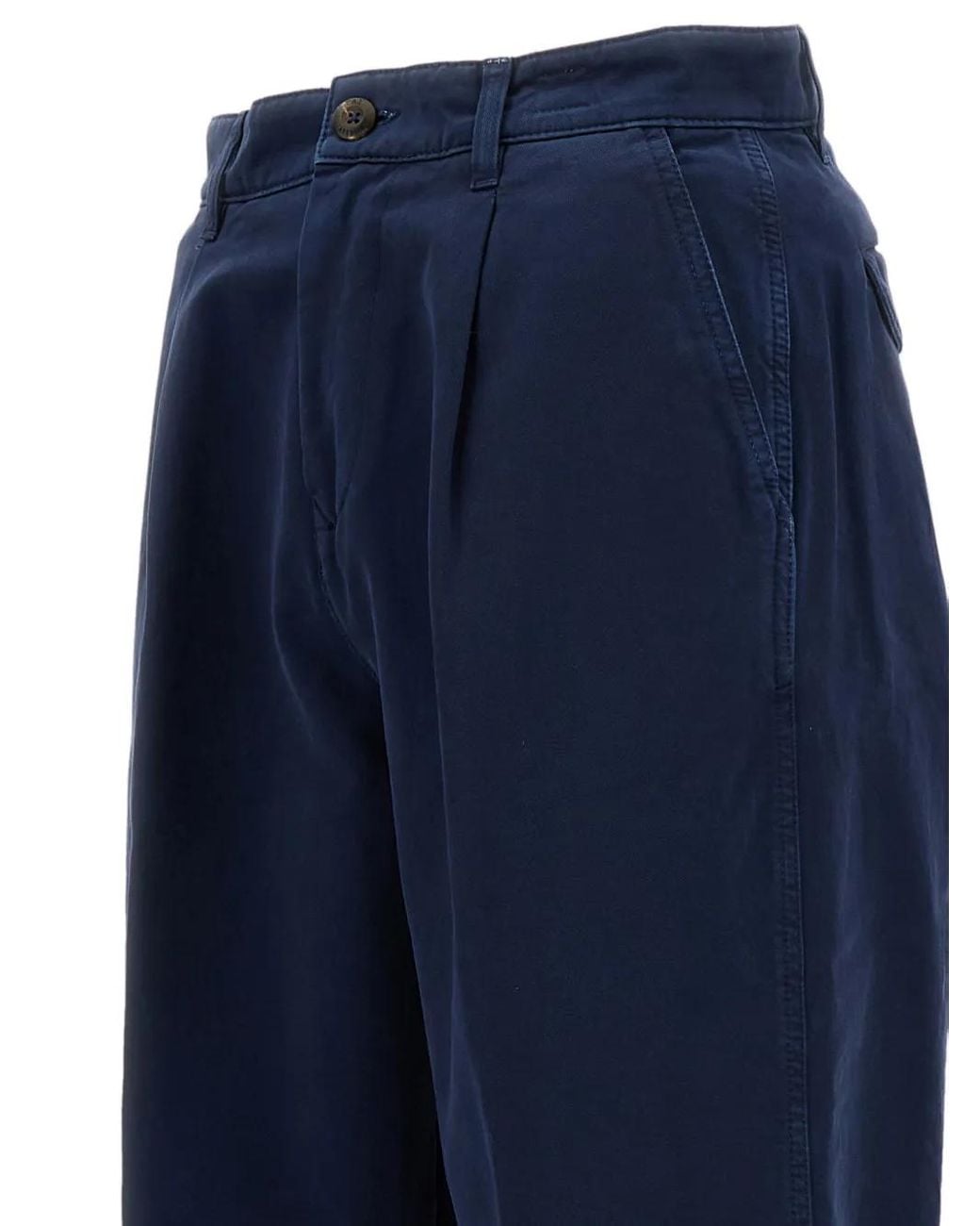 Fay Blue Pressed-Crease Trousers for men
