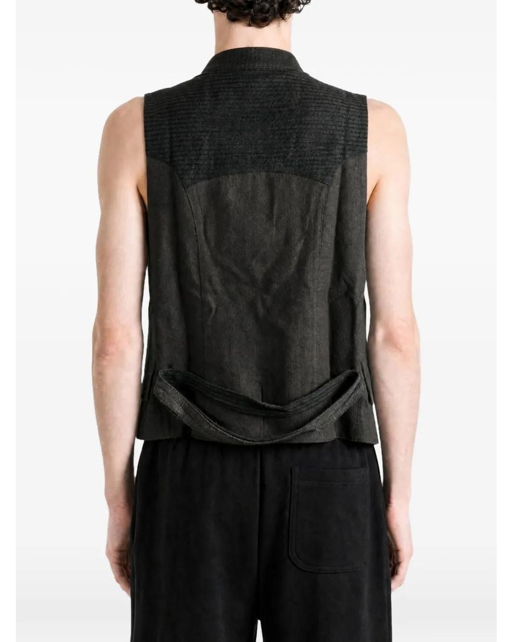 Ziggy Chen Green Double-Breasted Panelled Gilet for men