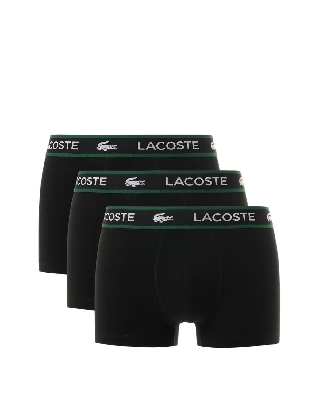 Lacoste Black 3-Pack Stretch Jersey Crocodile-Branded Trunks for men