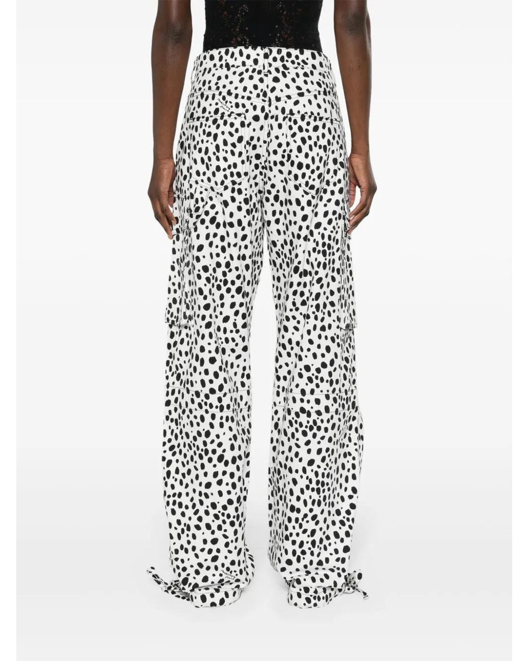 Moschino White Spot-Print Cargo Trousers