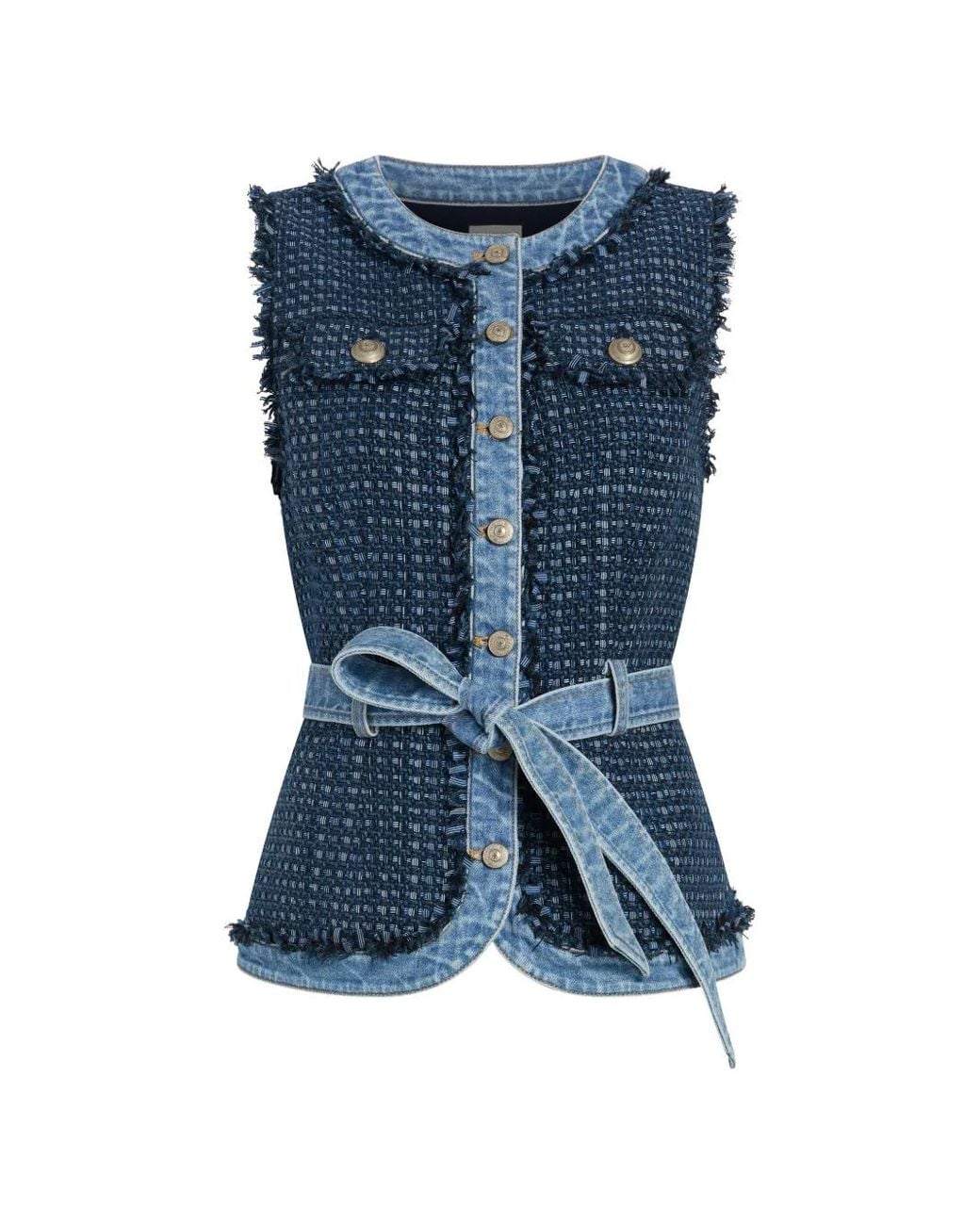 Cinq À Sept Blue Joans Frayed Belted Vest