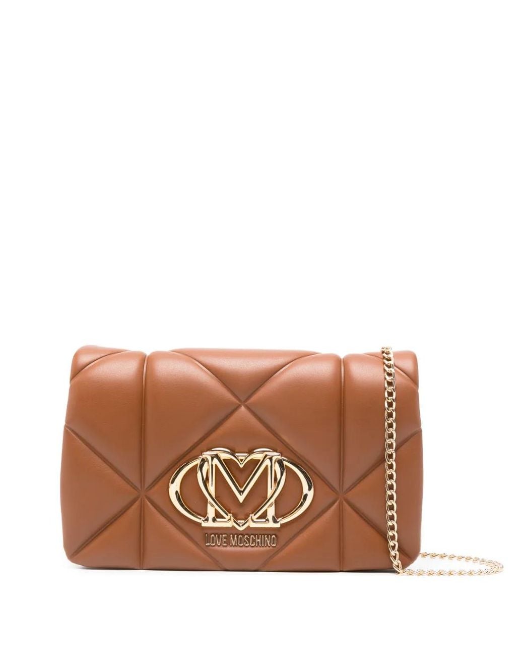 Love Moschino Brown Quilted Logo Cross Body Bag