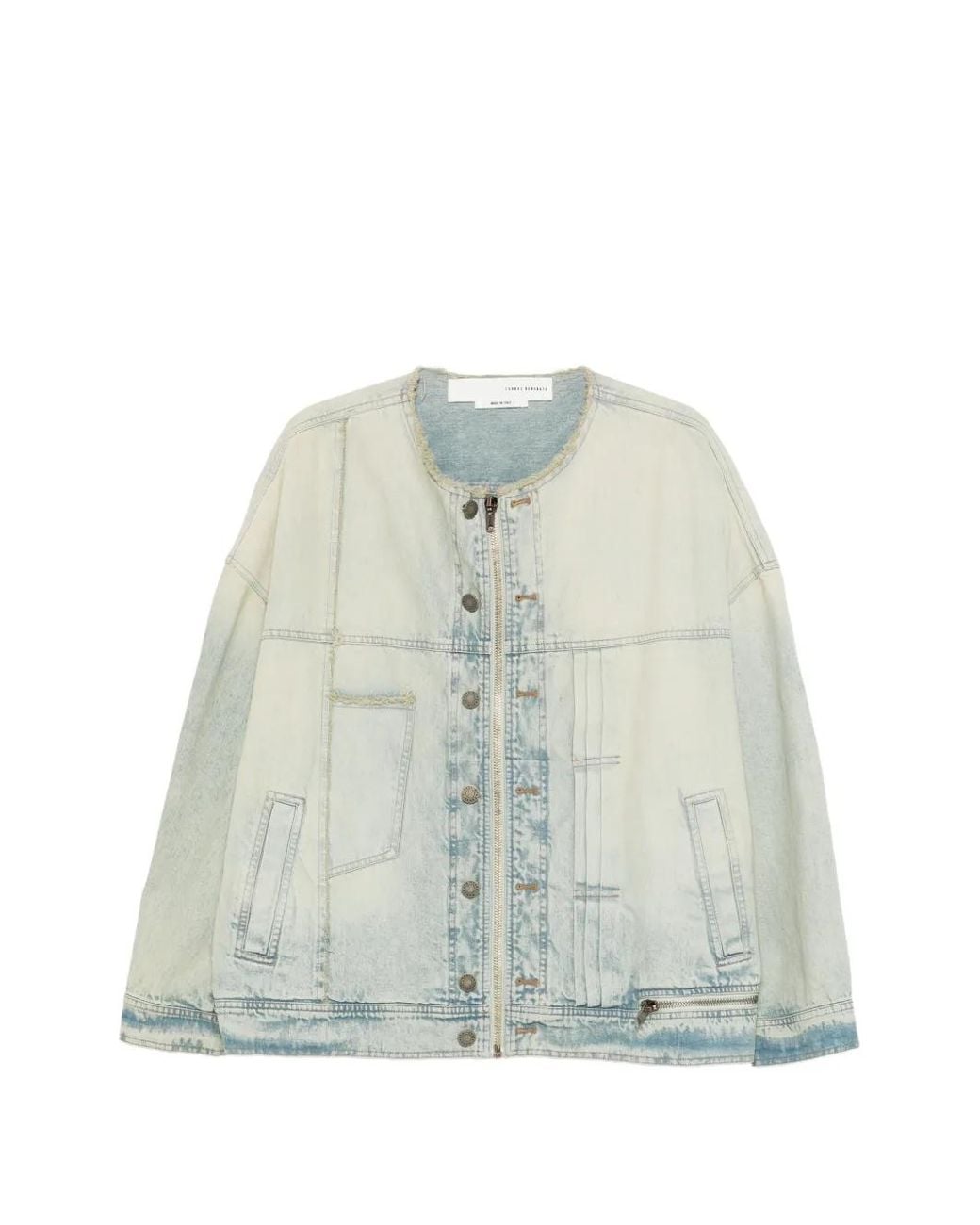 Isabel Benenato Blue Frayed-Hem Jacket for men