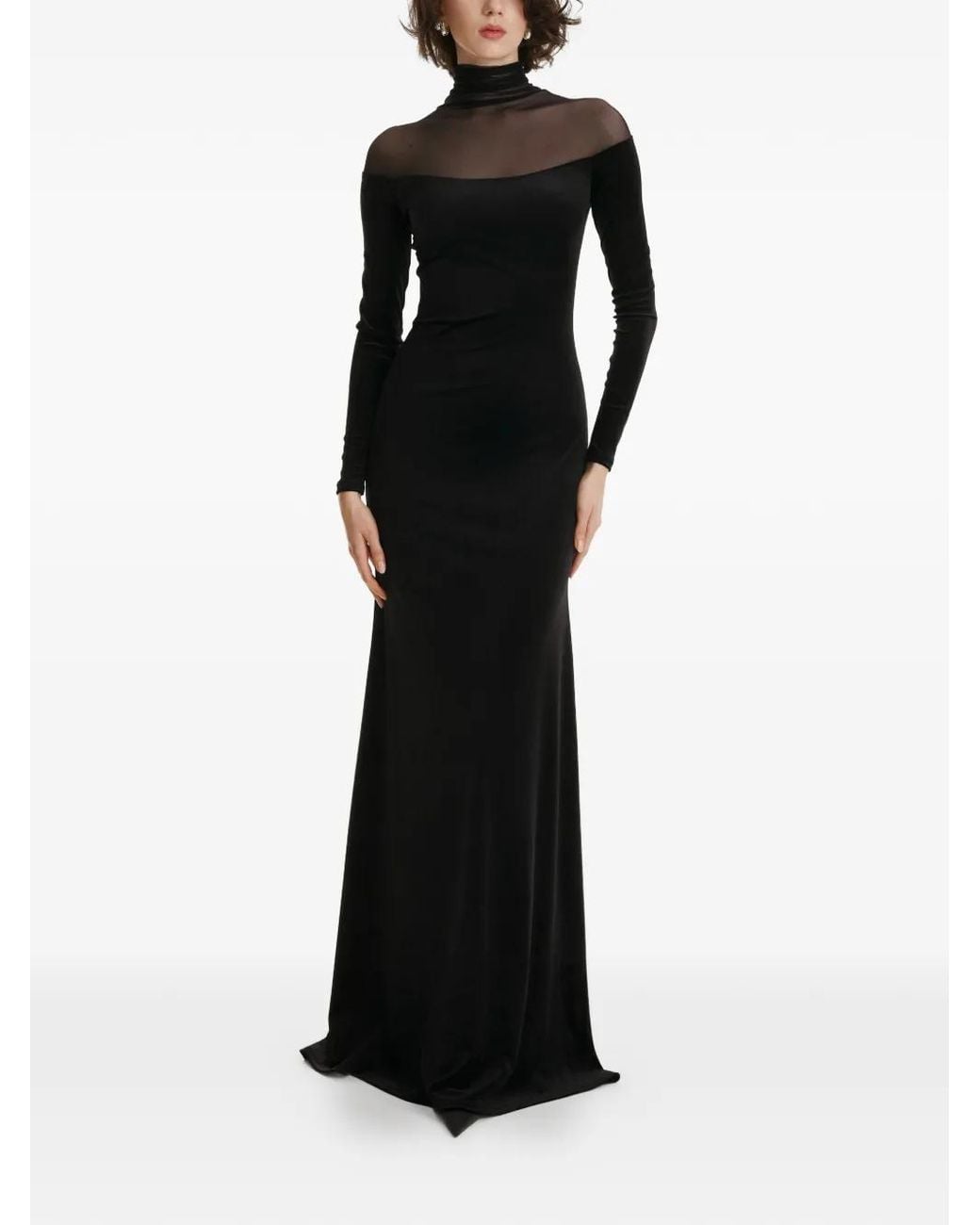2310 STUDIO Black Turtleneck Velvet Maxi Dress