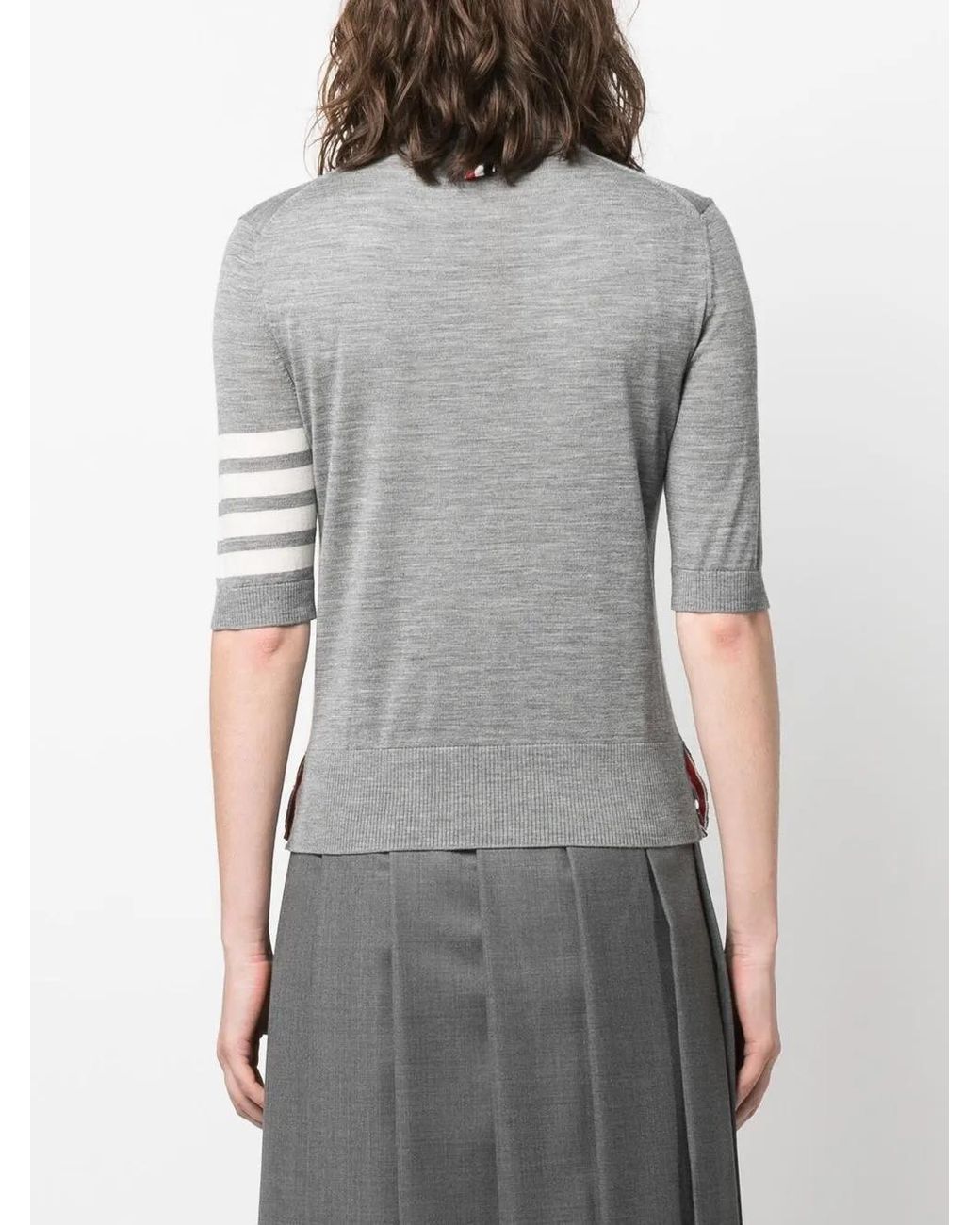 Thom Browne Gray 4 Bar Logo Sweater
